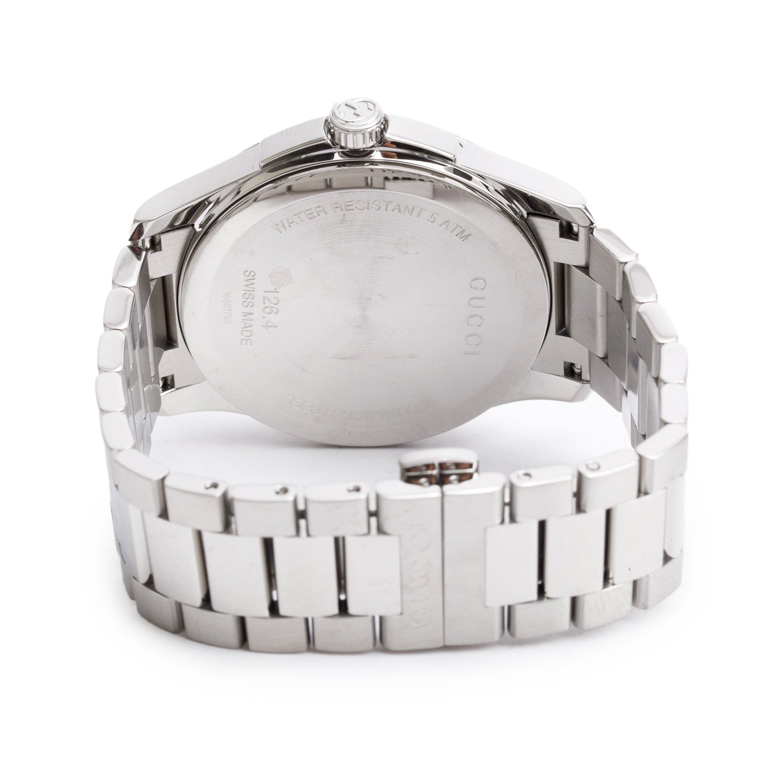 Gucci Stainless Steel G-Timeless 38 MM Quartz Watch Silver Dial YA126459 w/ Box