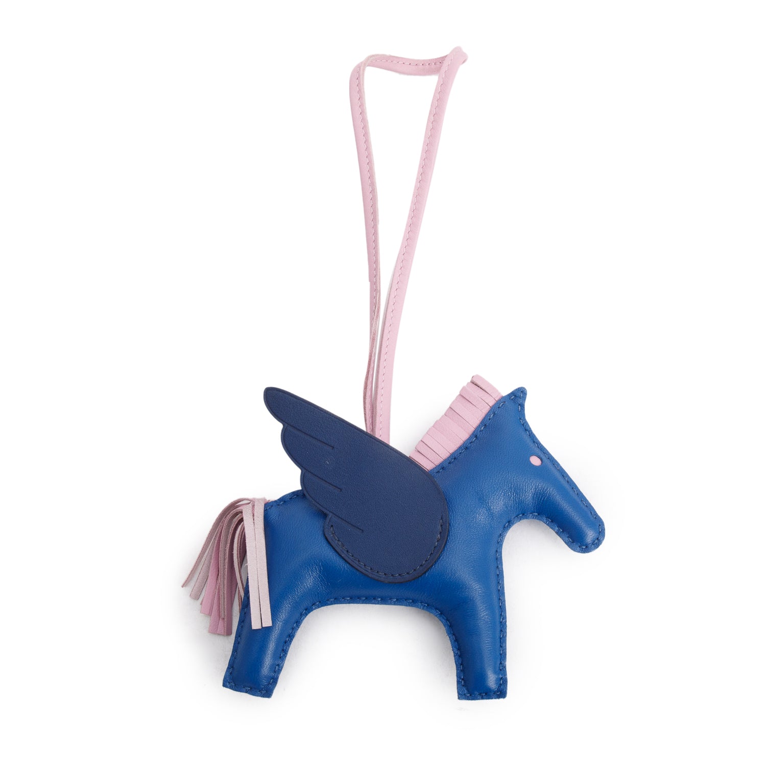 Hermes 2021 Bleu France, Bleu Nuit & Mauve Silvestre Milo Lambskin Grigri Rodeo Pegase Hose Bag Charm PM w/ Box