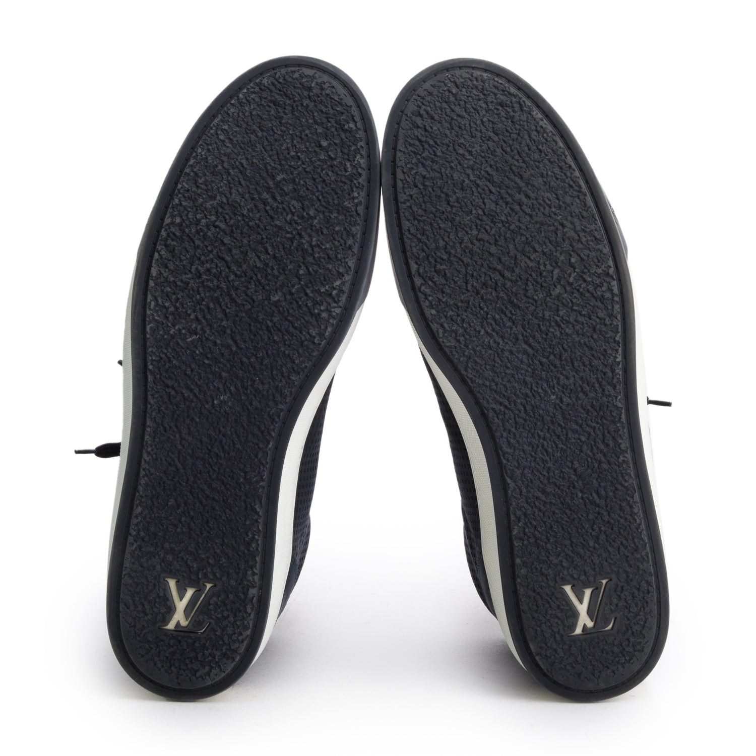 Louis Vuitton Navy Leather Speaker High Top Sneakers, Men's 8.5 w/ Box & Receipt