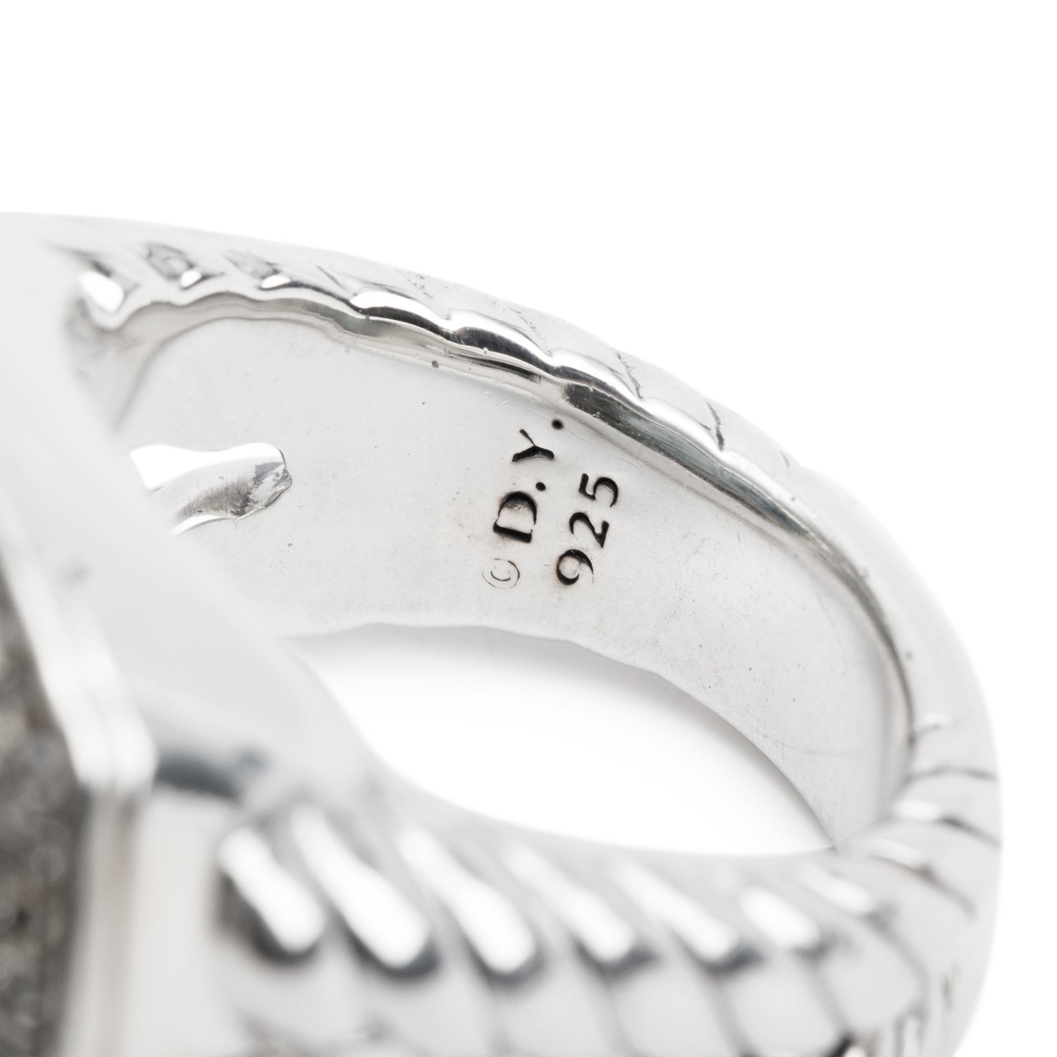 David Yurman Sterling Silver Topaz & Diamond 17 MM Albion Ring, Size 7