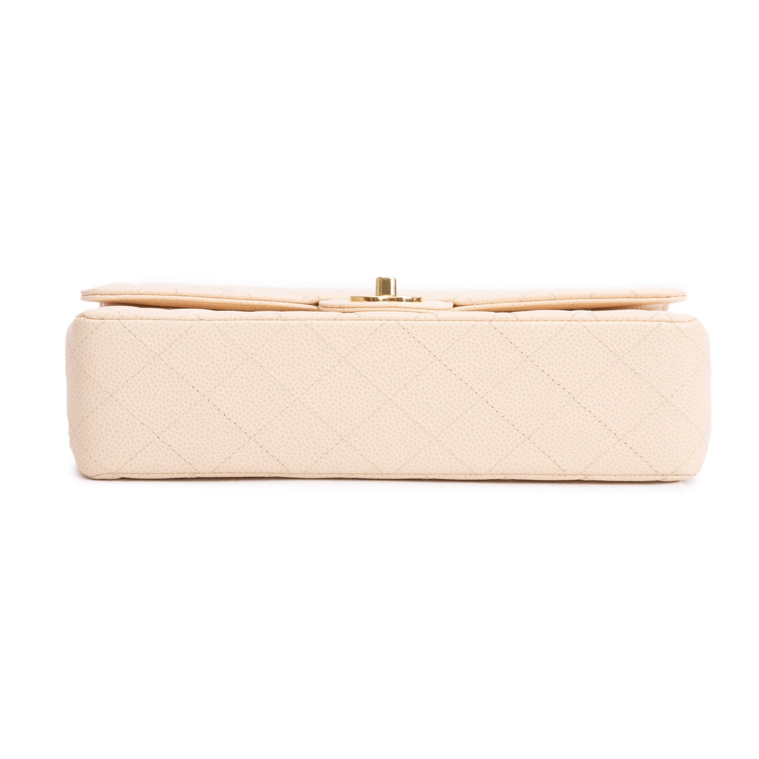 Chanel Beige Caviar Leather Classic Medium Double Flap w/ Authenticity Card