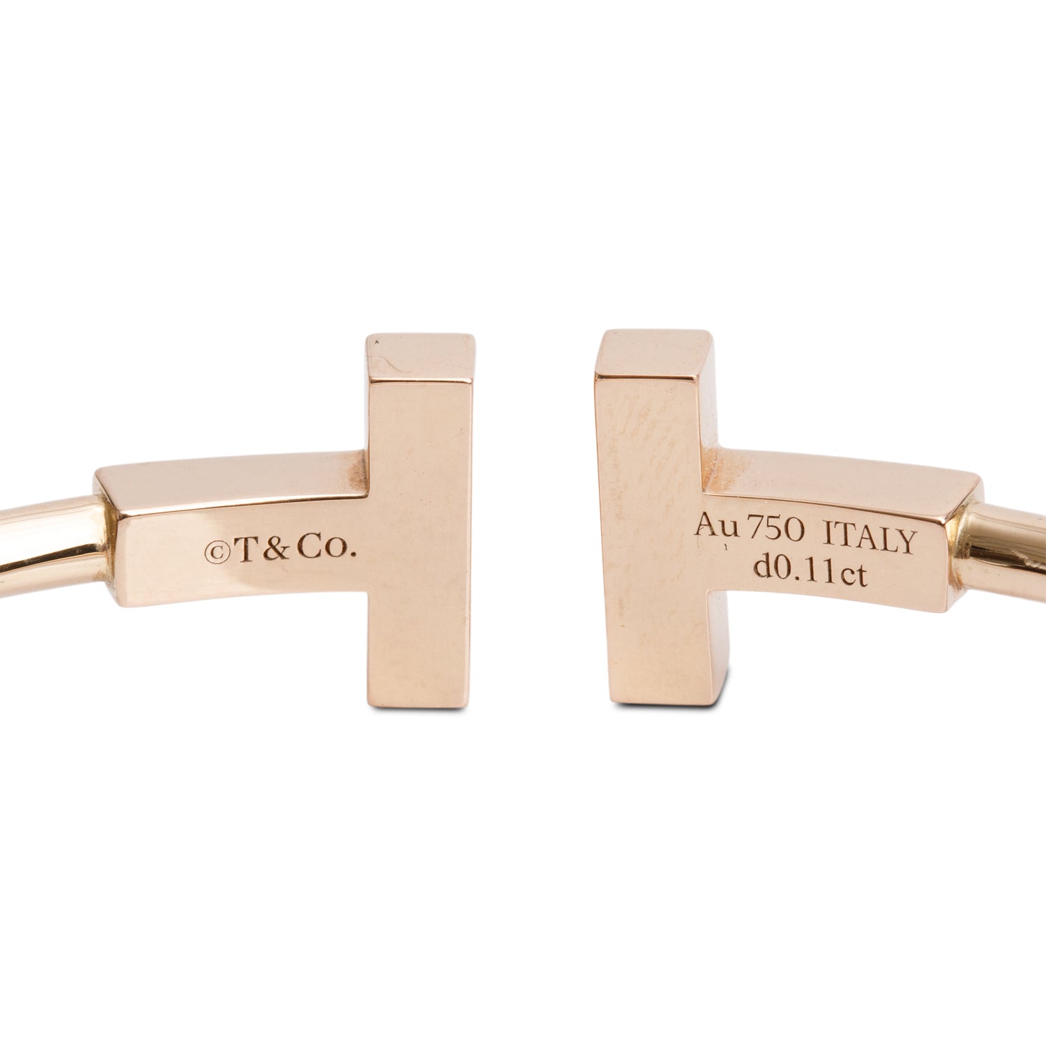 Tiffany & Co. 18k Rose Gold Diamond & Mother of Pearl T Wire Bracelet w/ Box