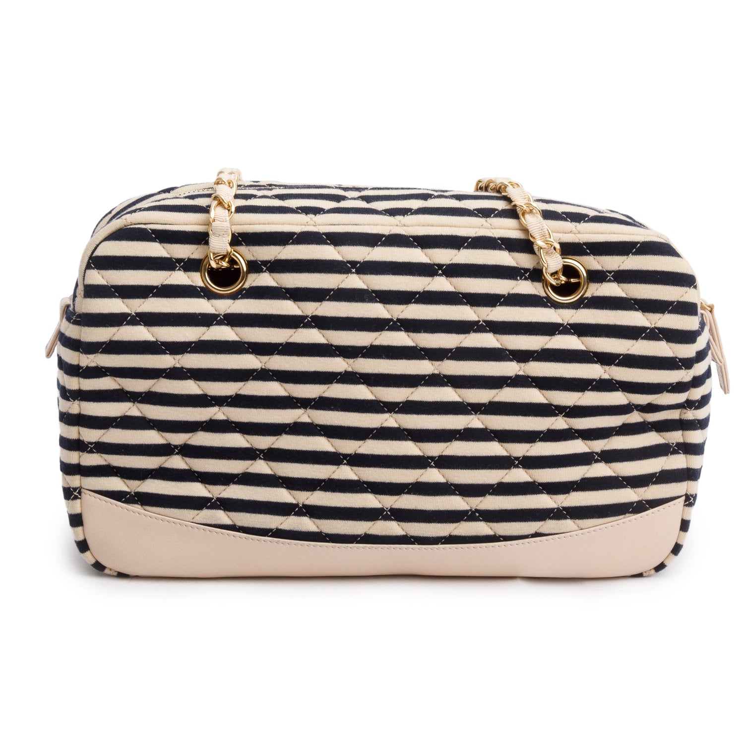 Chanel Beige & Black Quilted Jersey Coco Sailor Camera Bag w/ Authenticity Card