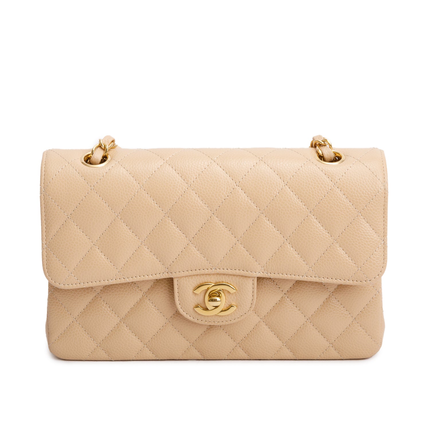 Chanel 2025 Beige Caviar Quilted Small Double Flap Bag w/ Box & Receipt