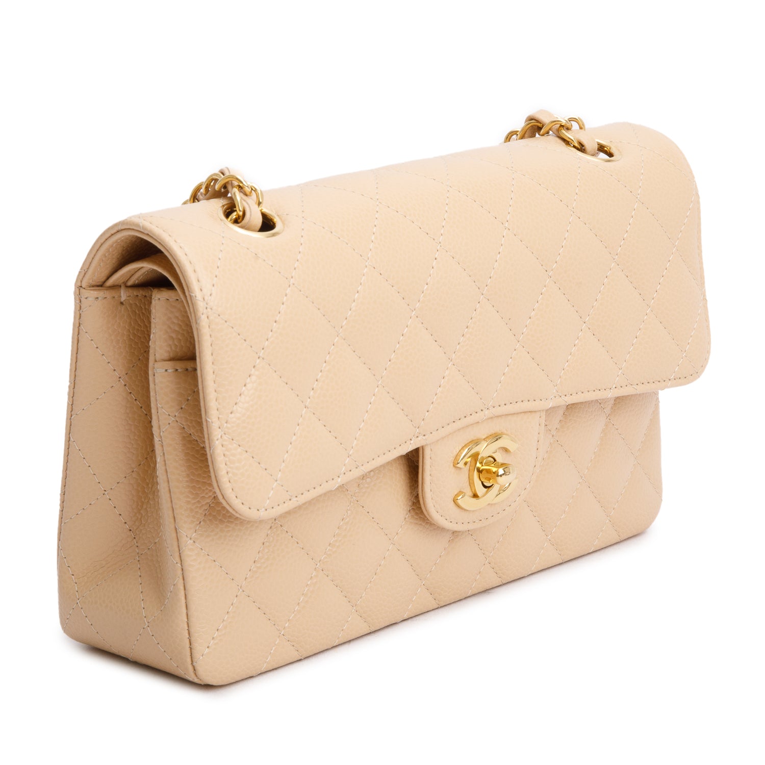 Chanel 2025 Beige Caviar Quilted Small Double Flap Bag w/ Box & Receipt