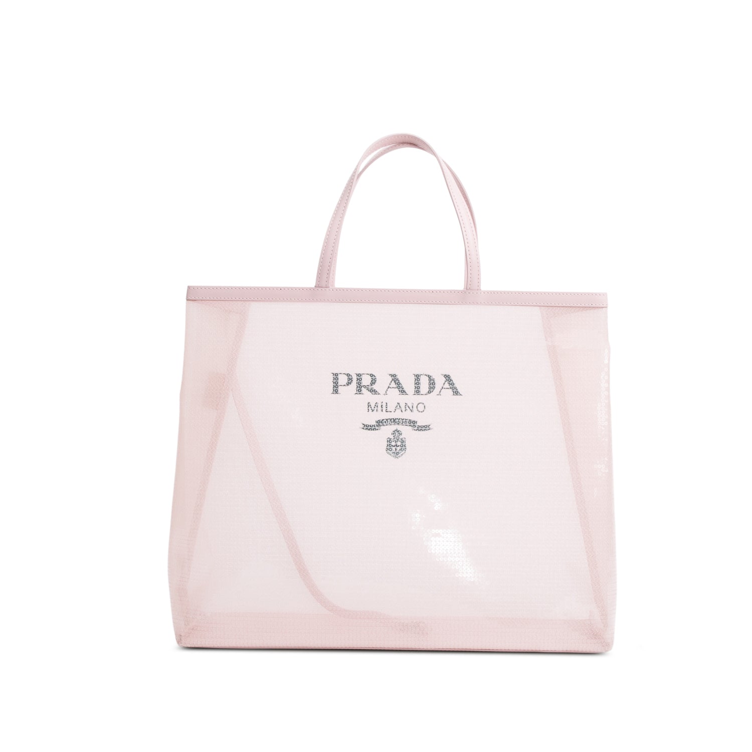 Prada Pink Sequin Mesh Large Tote Bag w/ Pouch & Authenticity Card