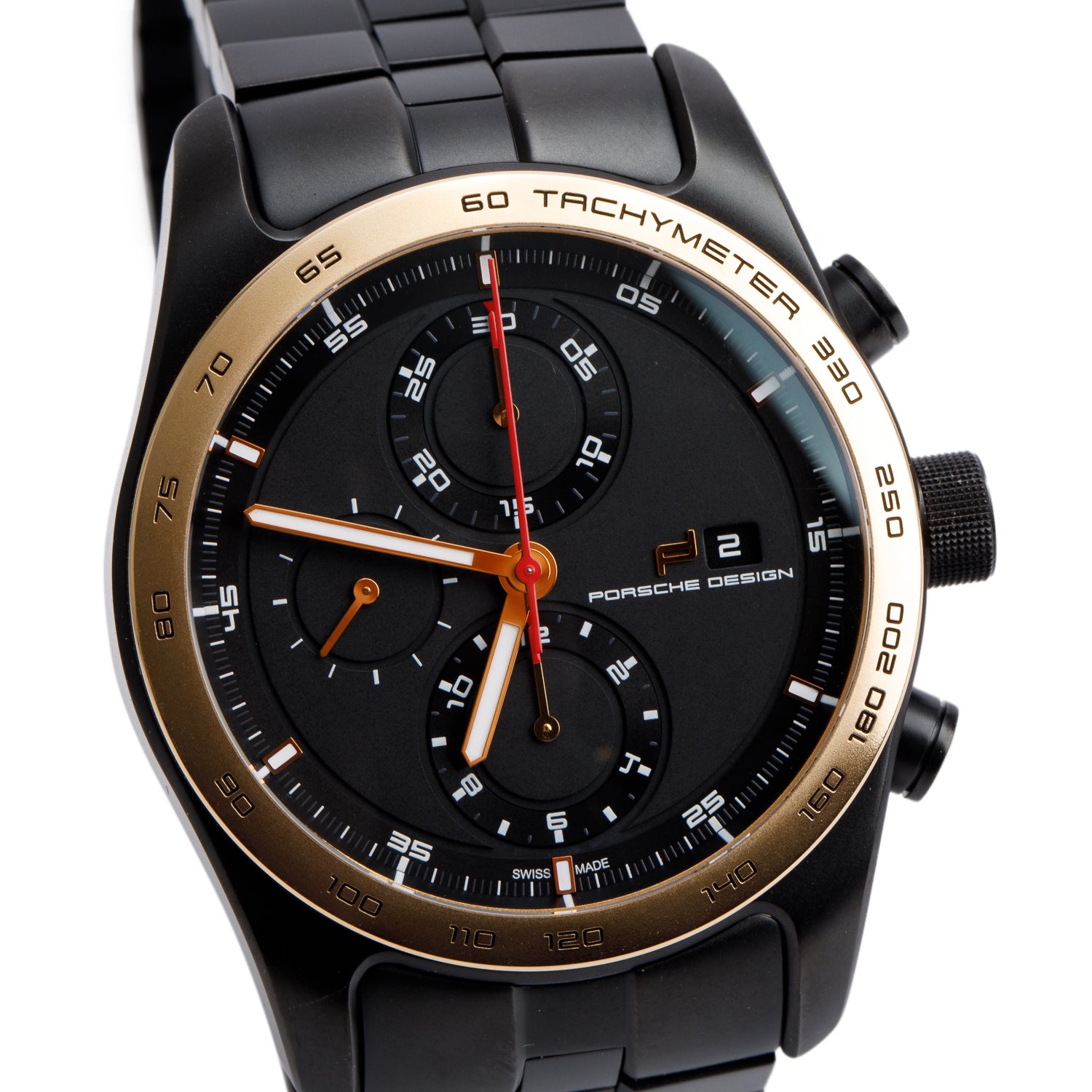 Porsche Design Black Titanium & 18k Rose Gold Chronotimer 42 MM Automatic Chronograph Watch w/ Box & Papers