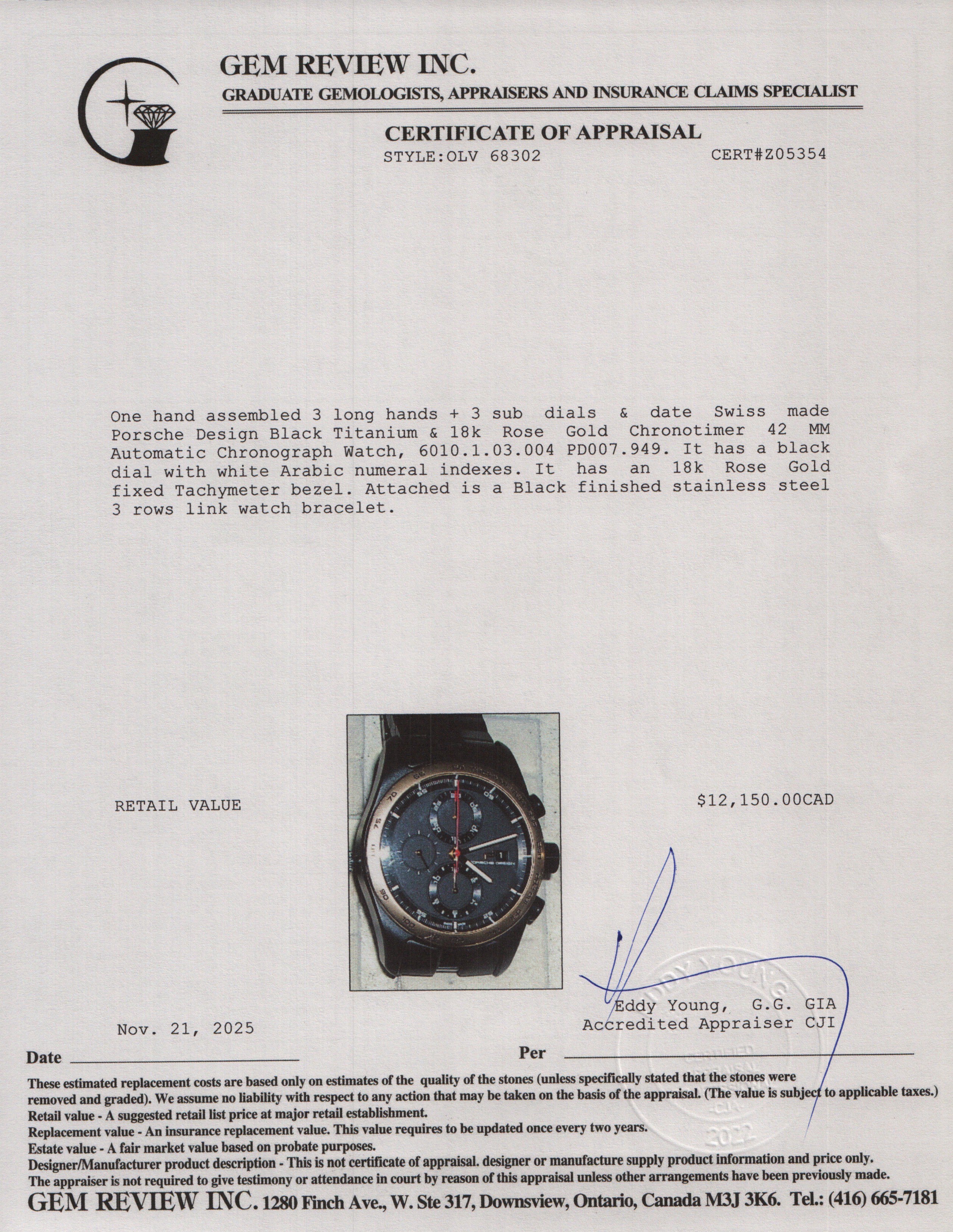 Porsche Design Black Titanium & 18k Rose Gold Chronotimer 42 MM Automatic Chronograph Watch w/ Box & Papers