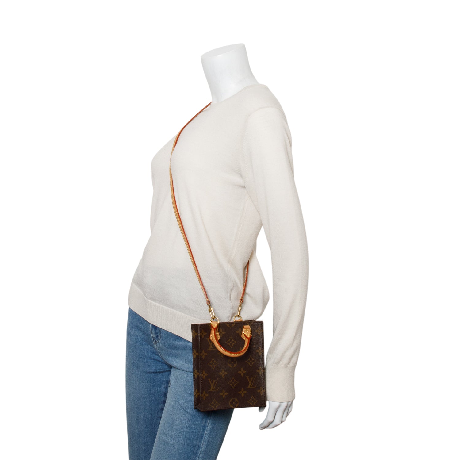 Louis Vuitton Monogram Petit Sac Plat w/ Box & Strap