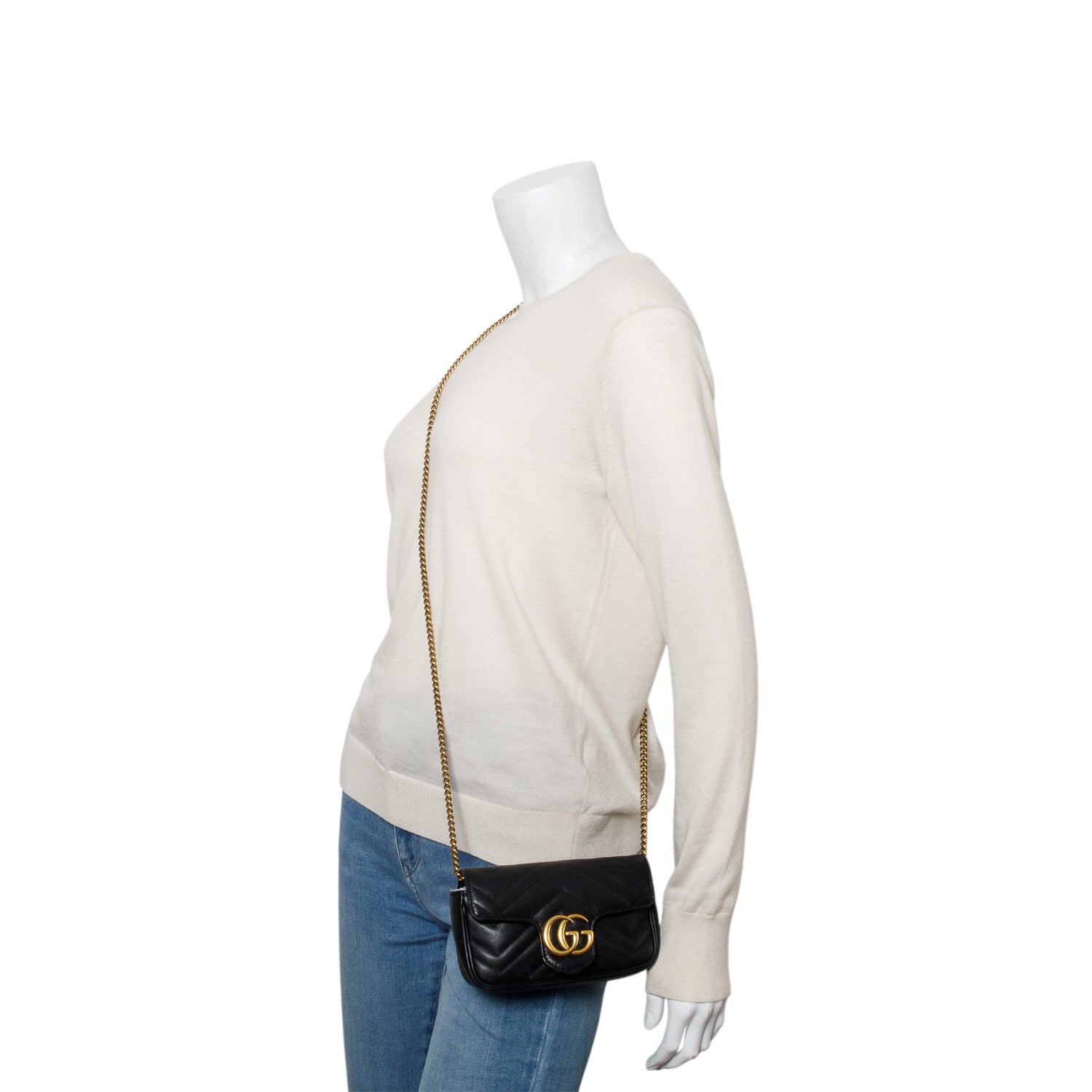 Gucci Black GG Marmont Matelasse Leather Super Mini Bag w/ Box