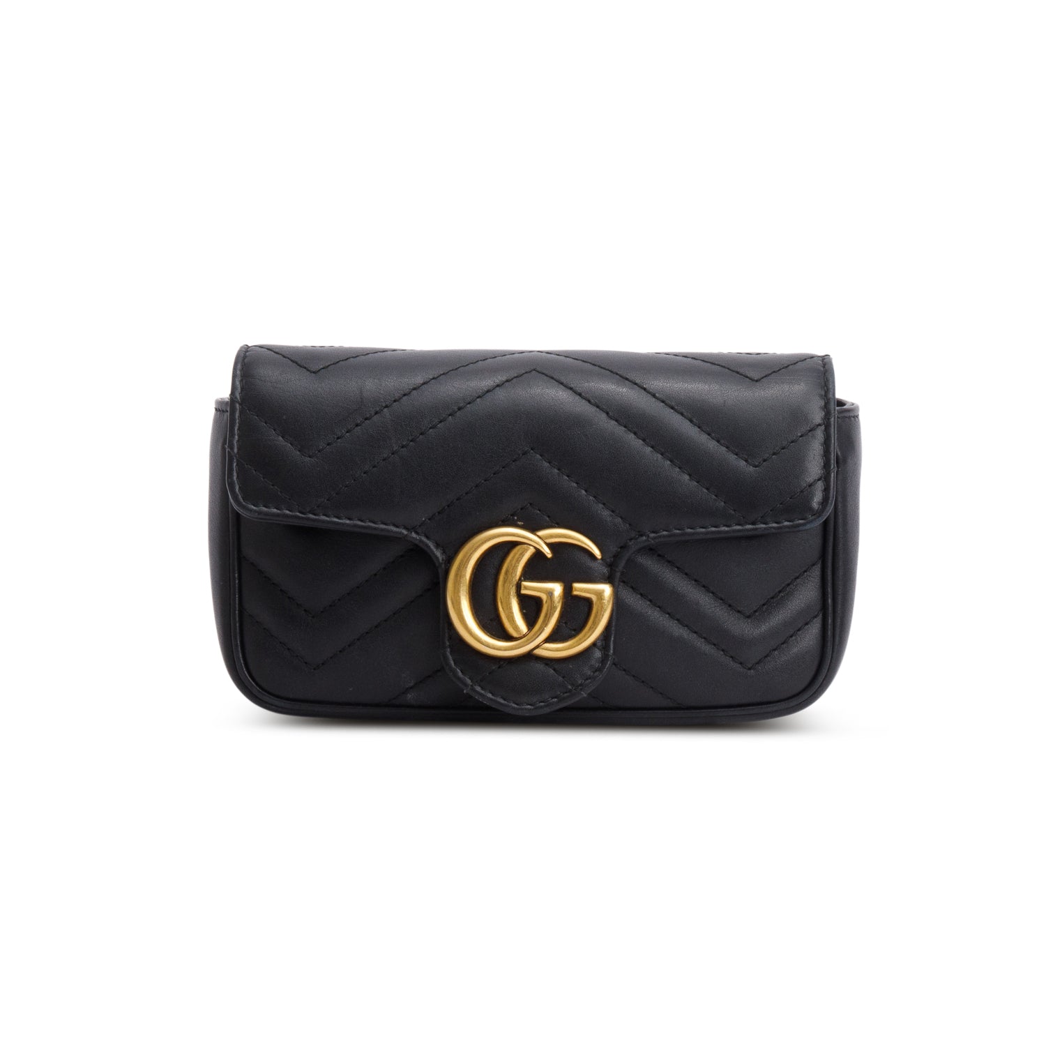 Gucci Black GG Marmont Matelasse Leather Super Mini Bag w/ Box