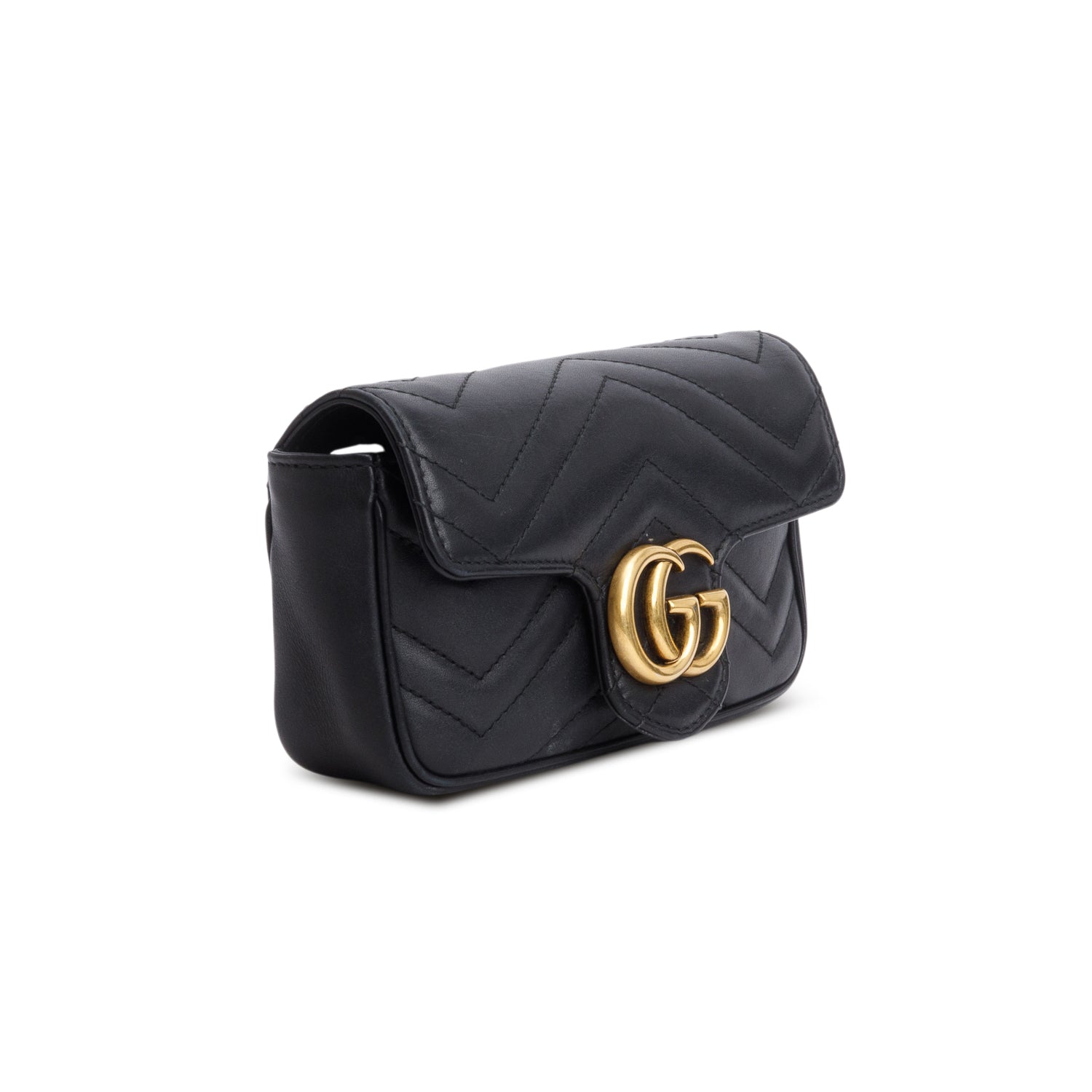 Gucci Black GG Marmont Matelasse Leather Super Mini Bag w/ Box