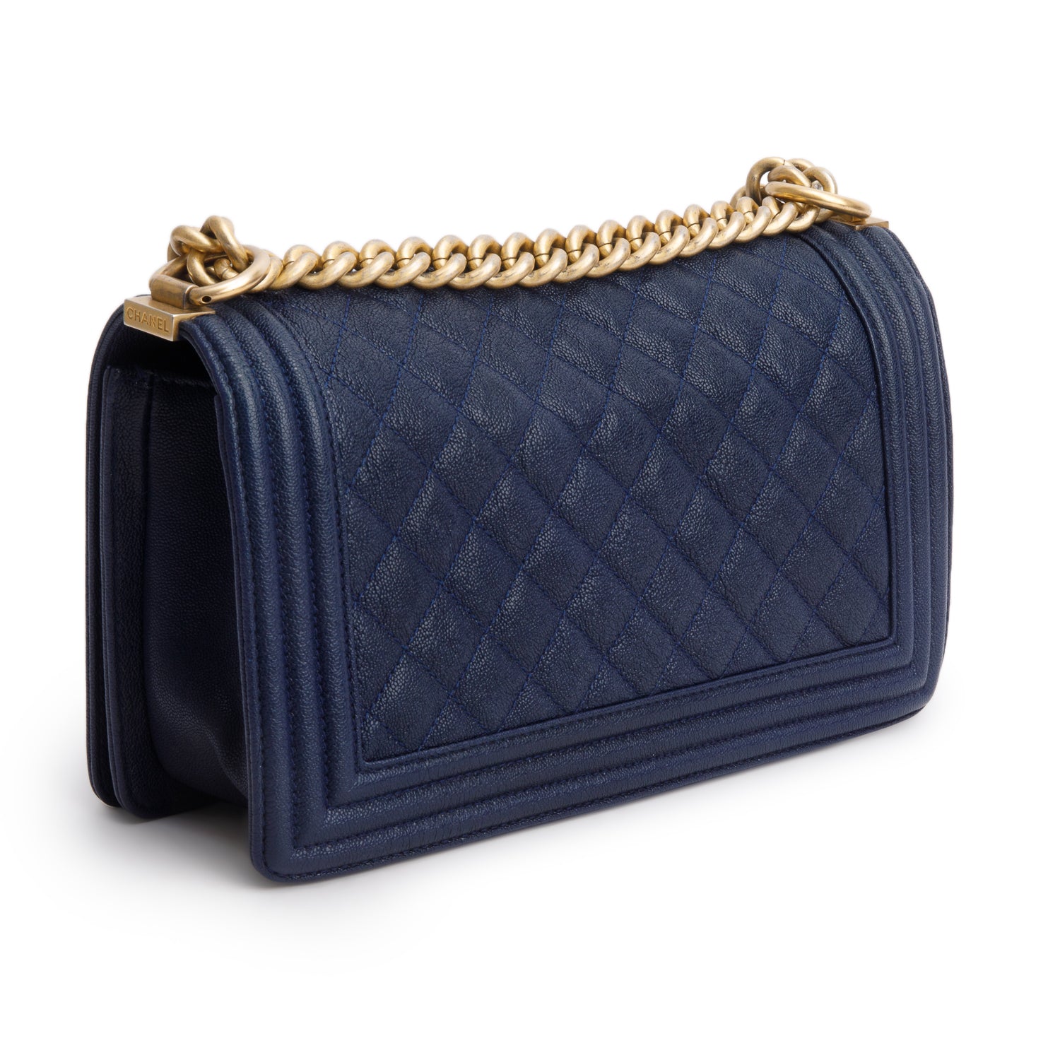 Chanel Blue Caviar Quilted Medium Boy Flap Bag w/ Box