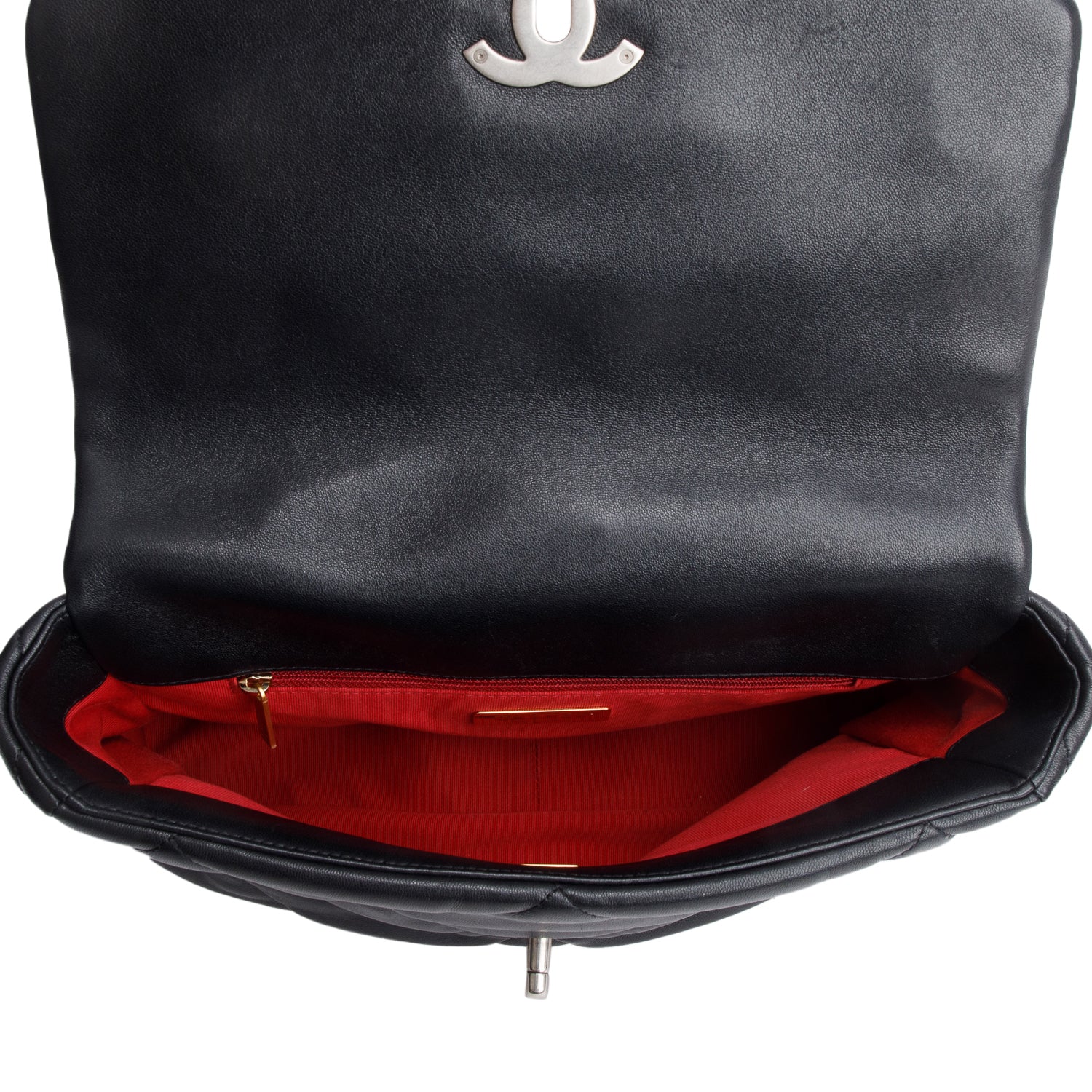 Chanel 2022 Black Lambskin Quilted Large 19 Flap Bag w/ Receipt