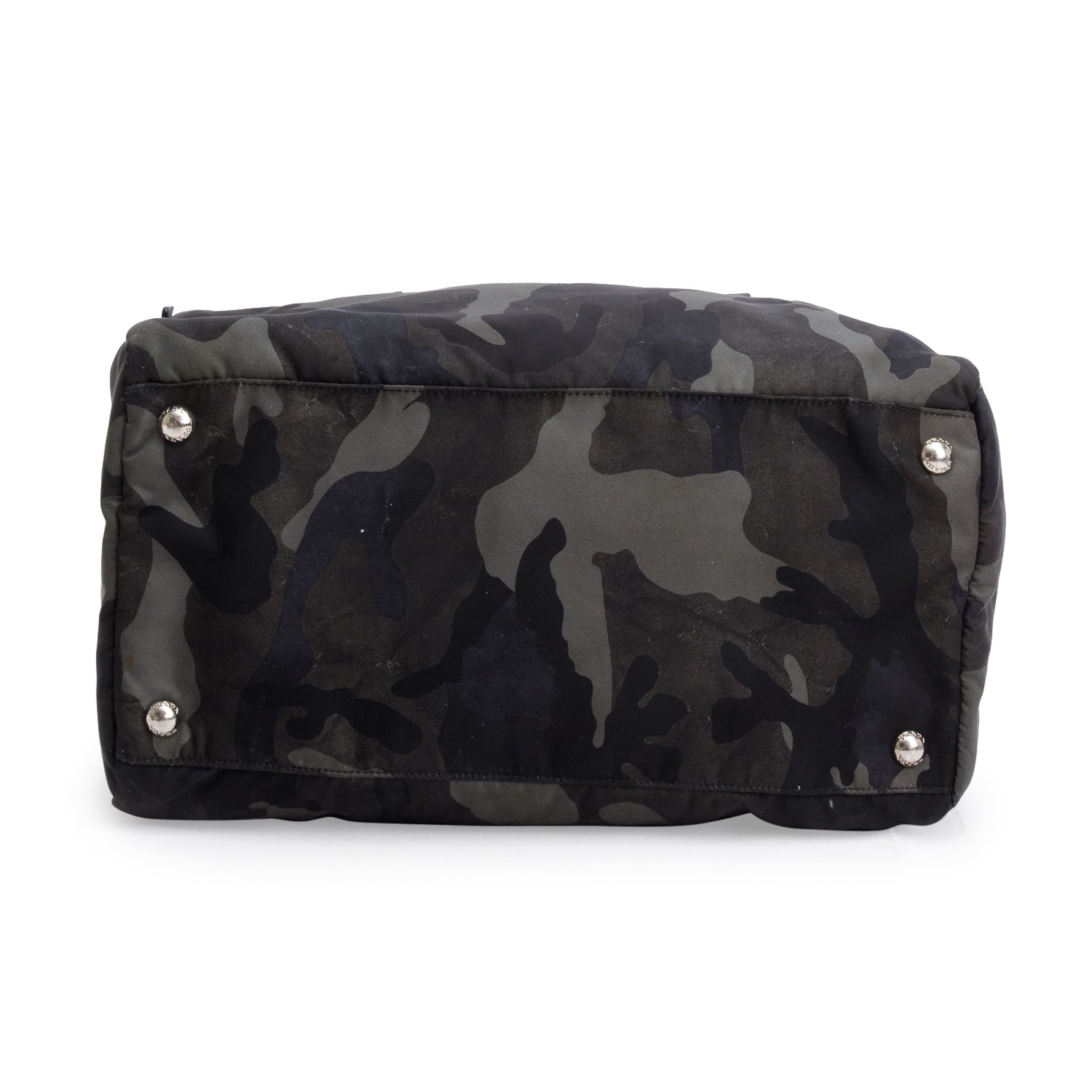 Prada Black Nylon Convertible Camouflage Small Boston Bag w/ Strap