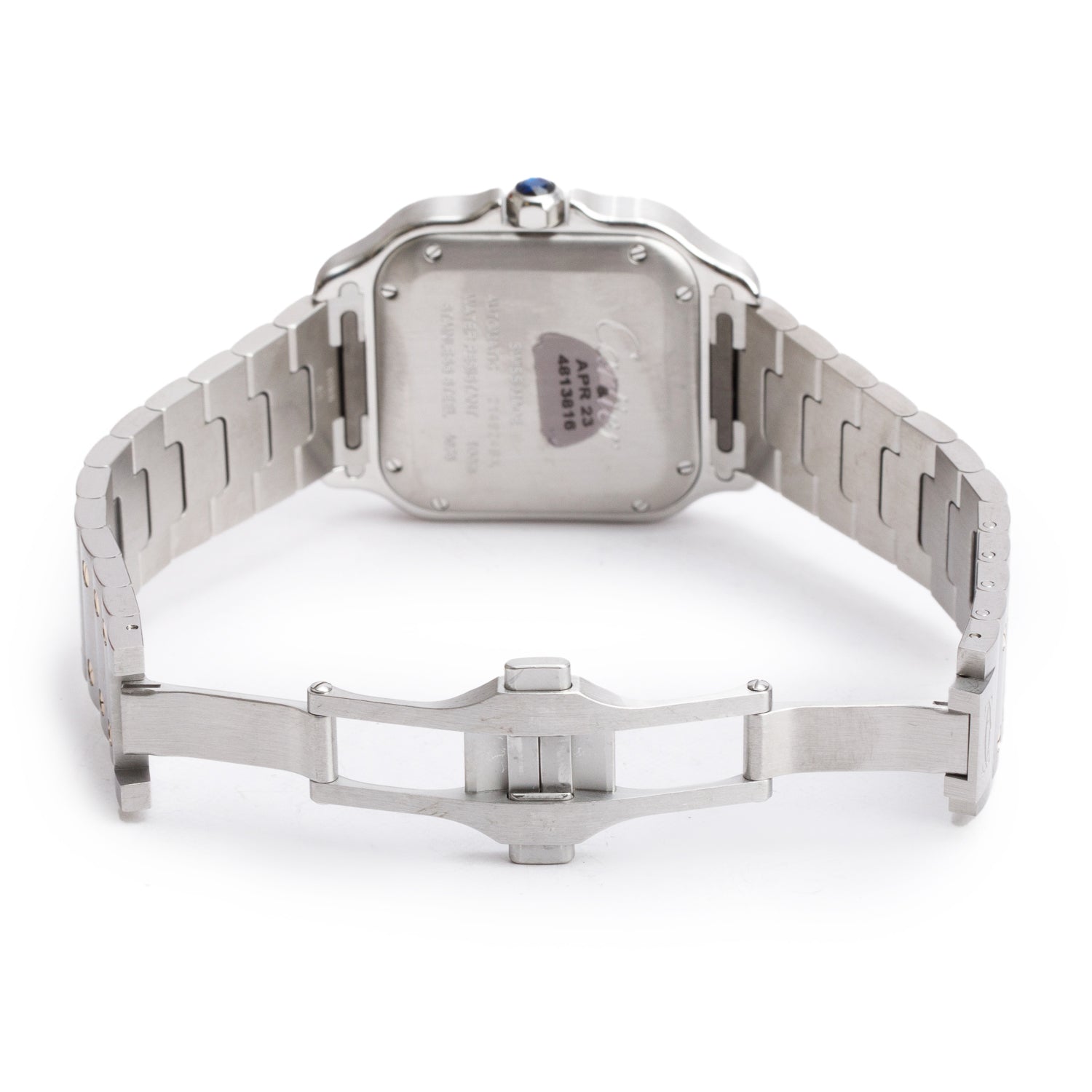 Cartier 2021 Stainless Steel & 18k Yellow Gold Santos de Cartier Automatic Watch, Medium Model 4075 w/ Box, Papers & Extra Leather Strap