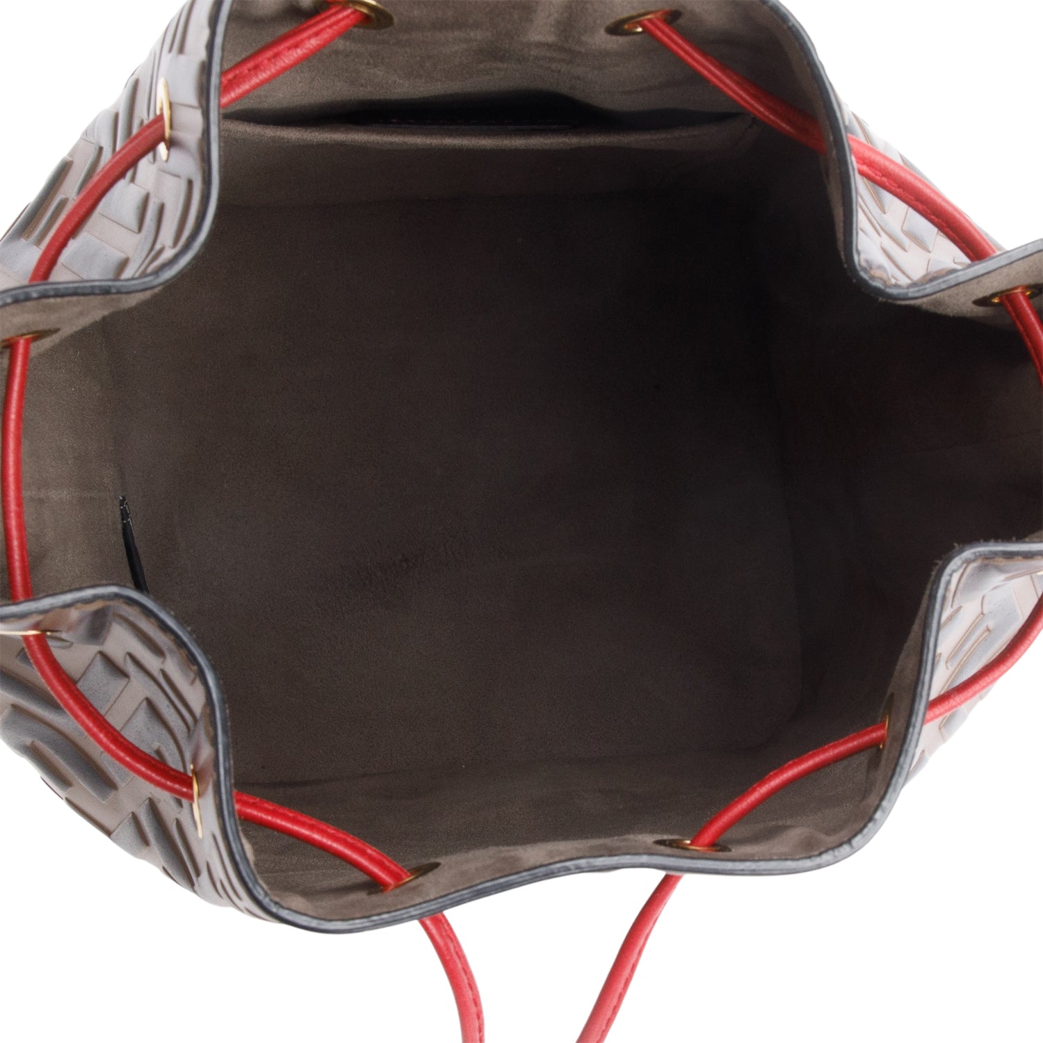 Fendi Brown Vitello Liberty FF 1974 Embossed Small Mon Tresor Bucket Bag w/ Strap