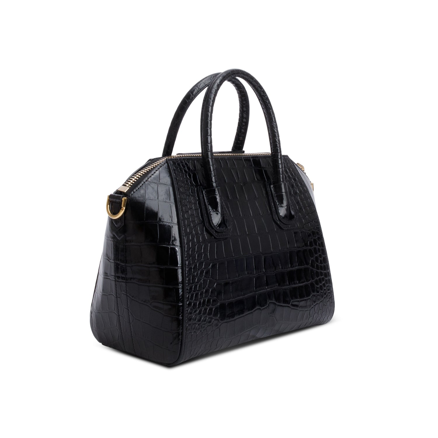 Givenchy 2020 Black Croc-Embossed Leather Small Antigona Bag