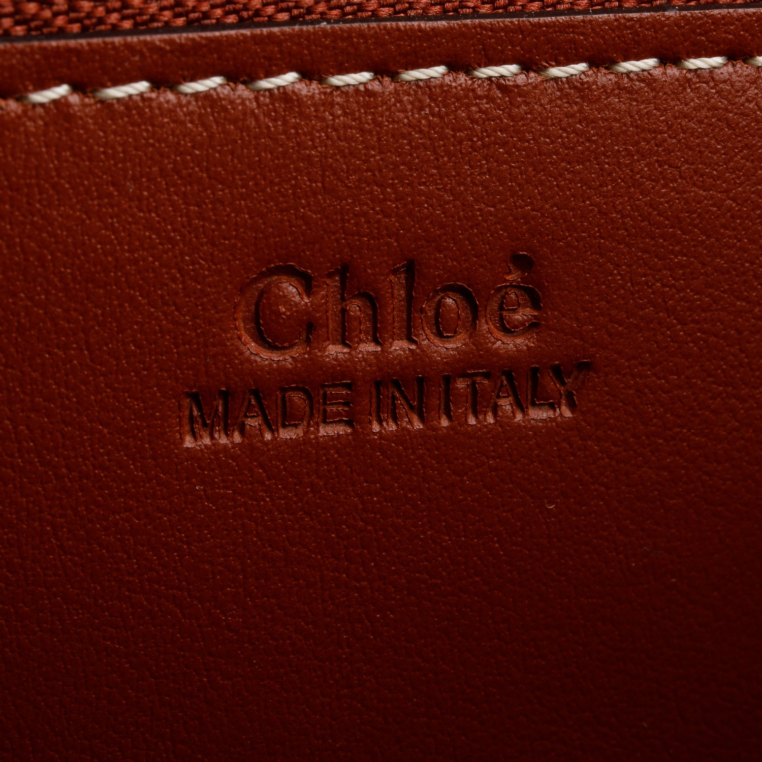 Chloe 2021 Brown Linen Calfskin Small Woody Ribbon Tote w/ Strap