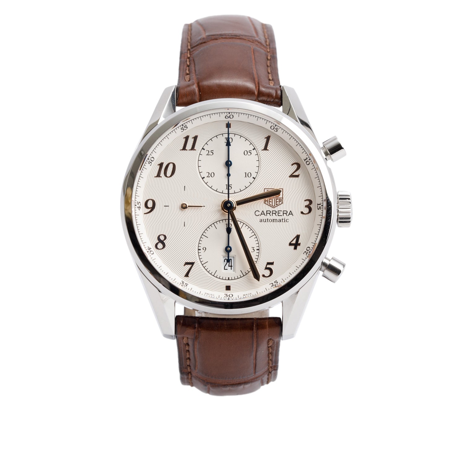 Tag Heuer Stainless Steel Carrera Calibre 16 Heritage 41 MM Automatic Chronograph Watch Silver Dial CAS2112