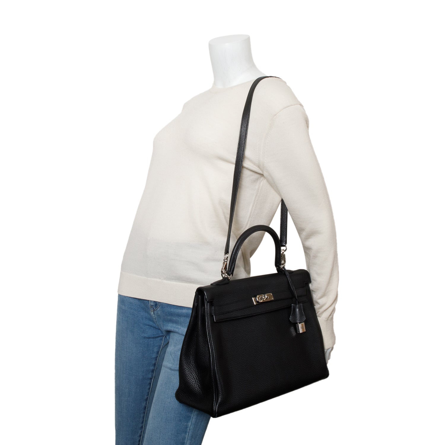 Hermes Noir Clemence Kelly Retourne 35 w/ Straps