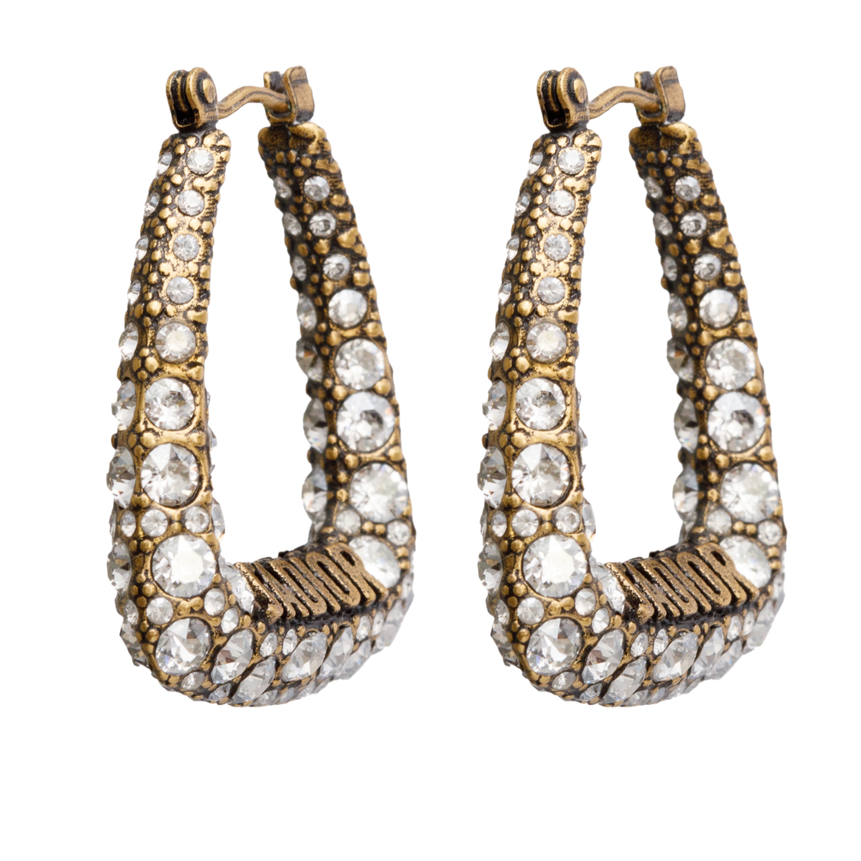 Christian Dior Gold Plated Crystal J' Adior Hoop Earrings
