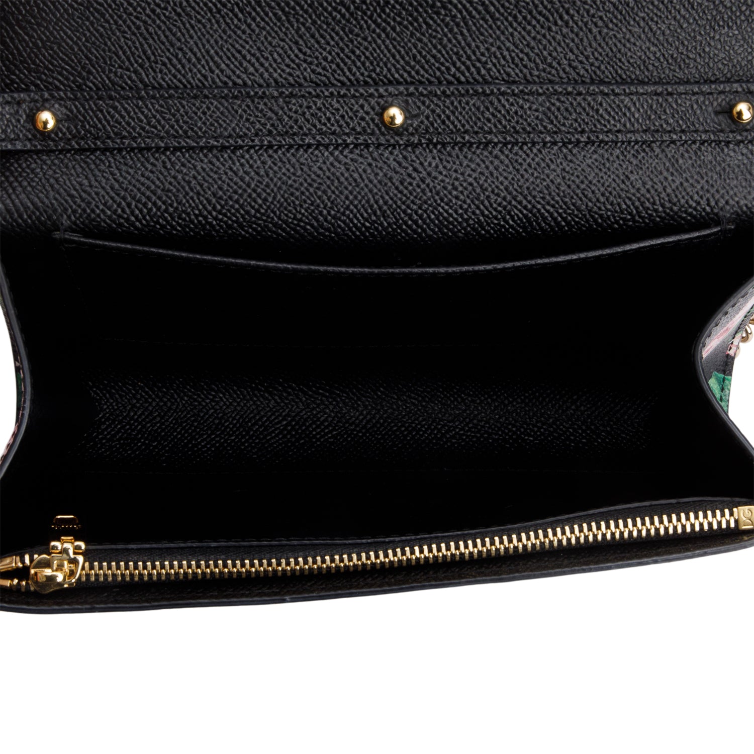 Dolce & Gabbana Black Rose Print Embellished Chain Clutch