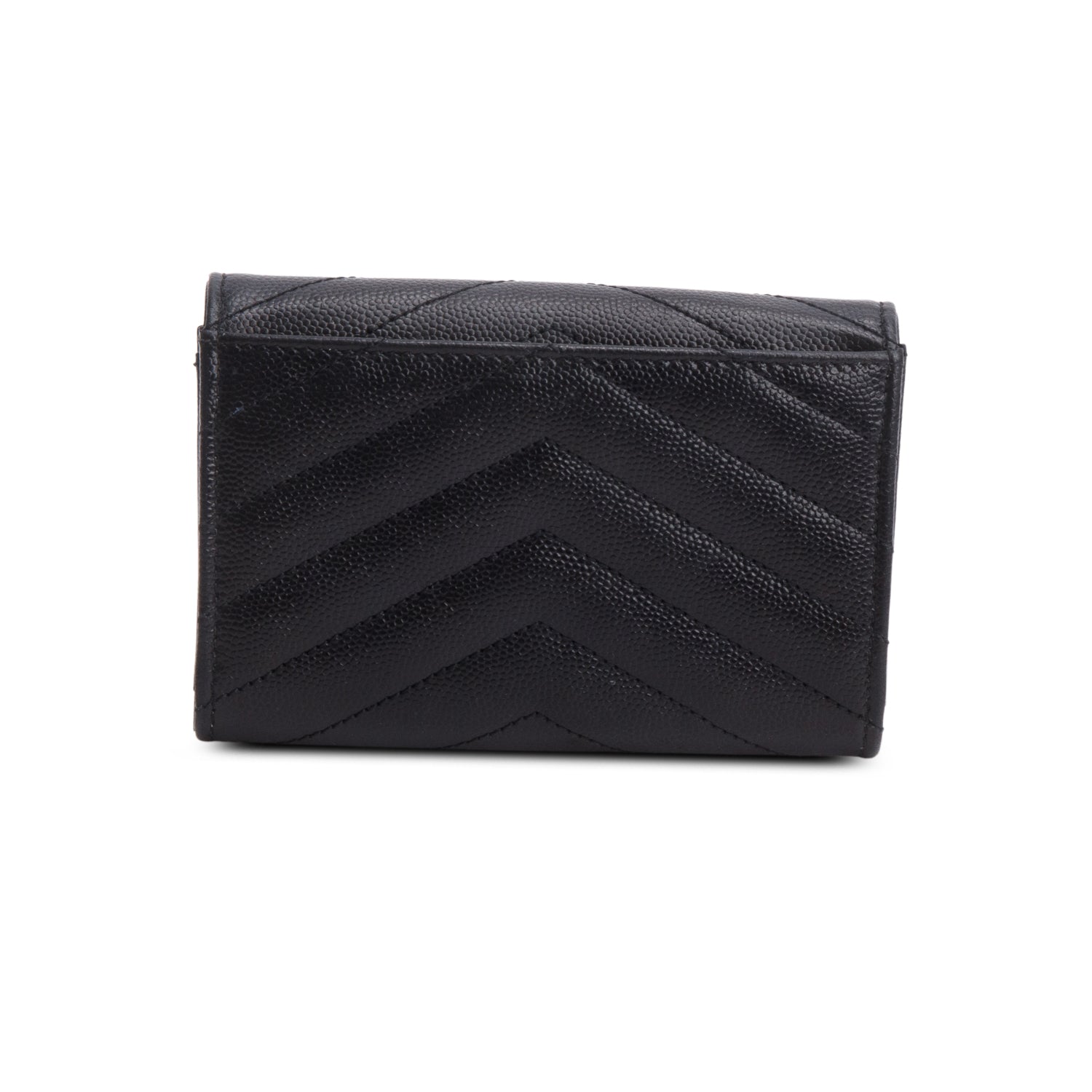 Saint Laurent 2020 Black Grain De Poudre Cassandre Matelasse Small Envelope Wallet w/ Box