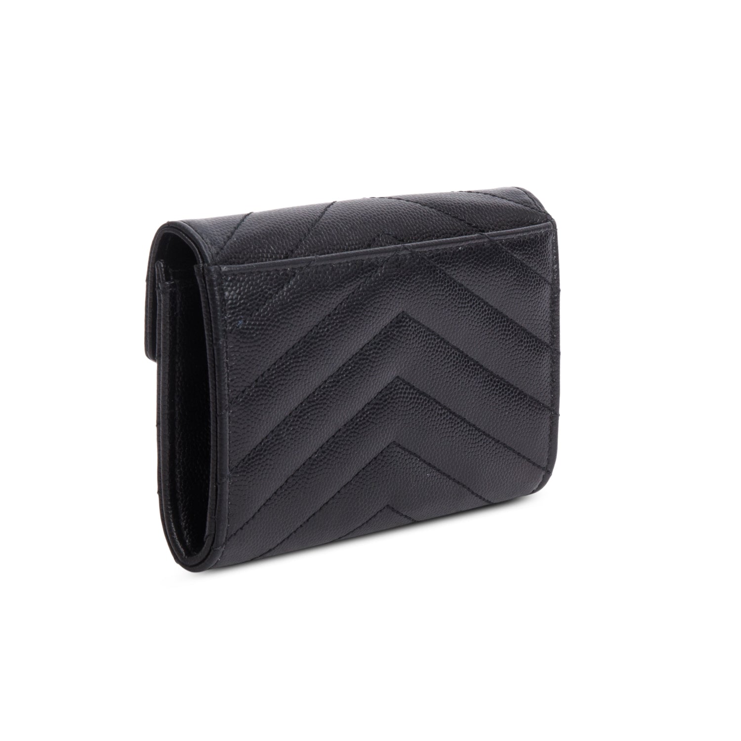 Saint Laurent 2020 Black Grain De Poudre Cassandre Matelasse Small Envelope Wallet w/ Box
