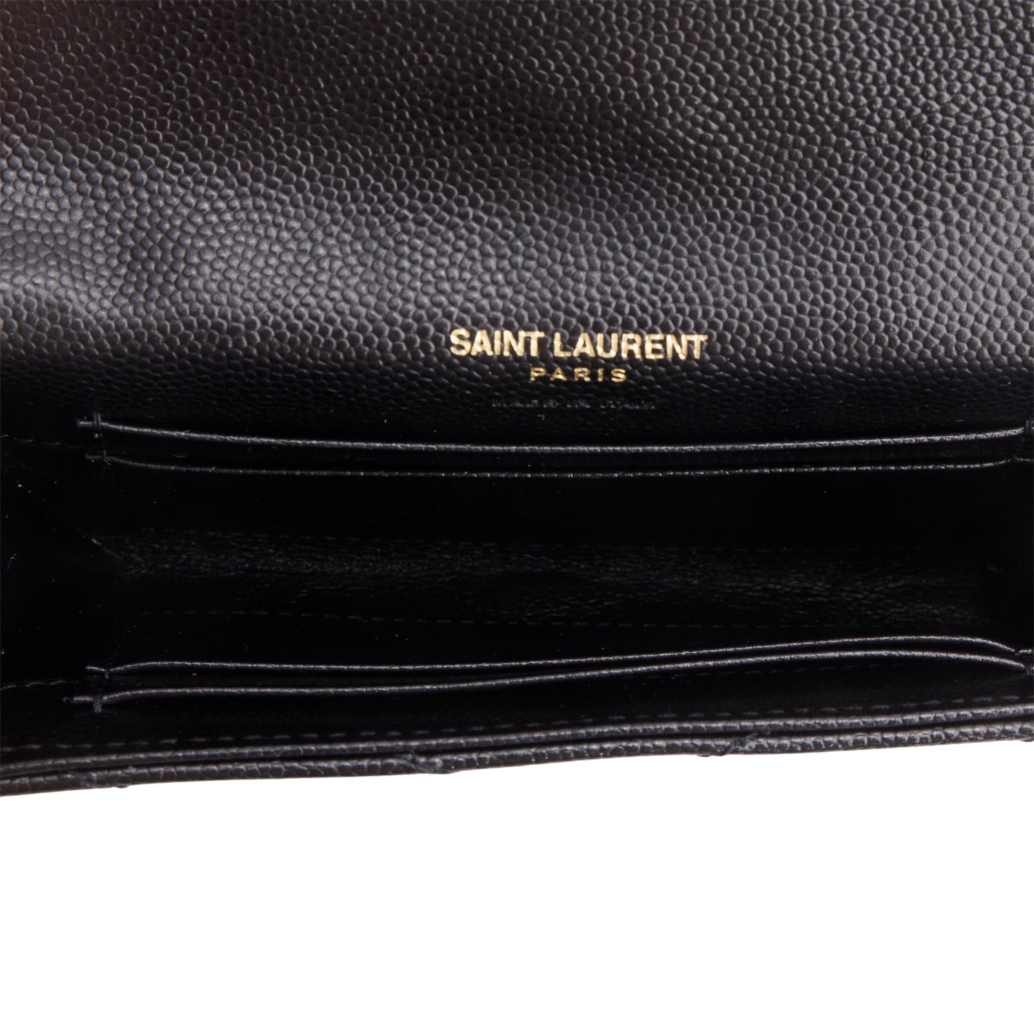 Saint Laurent 2020 Black Grain De Poudre Cassandre Matelasse Small Envelope Wallet w/ Box