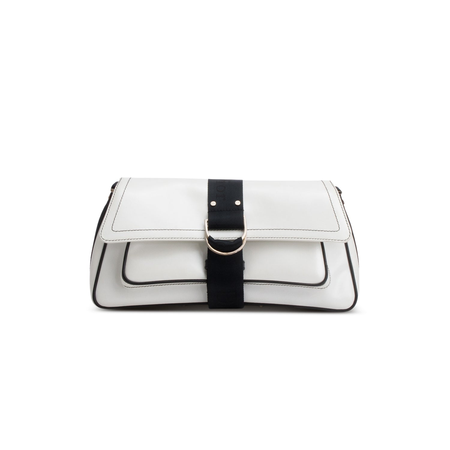 Christian Dior White Leather Crystal Embellished Hardcore Shoulder Bag