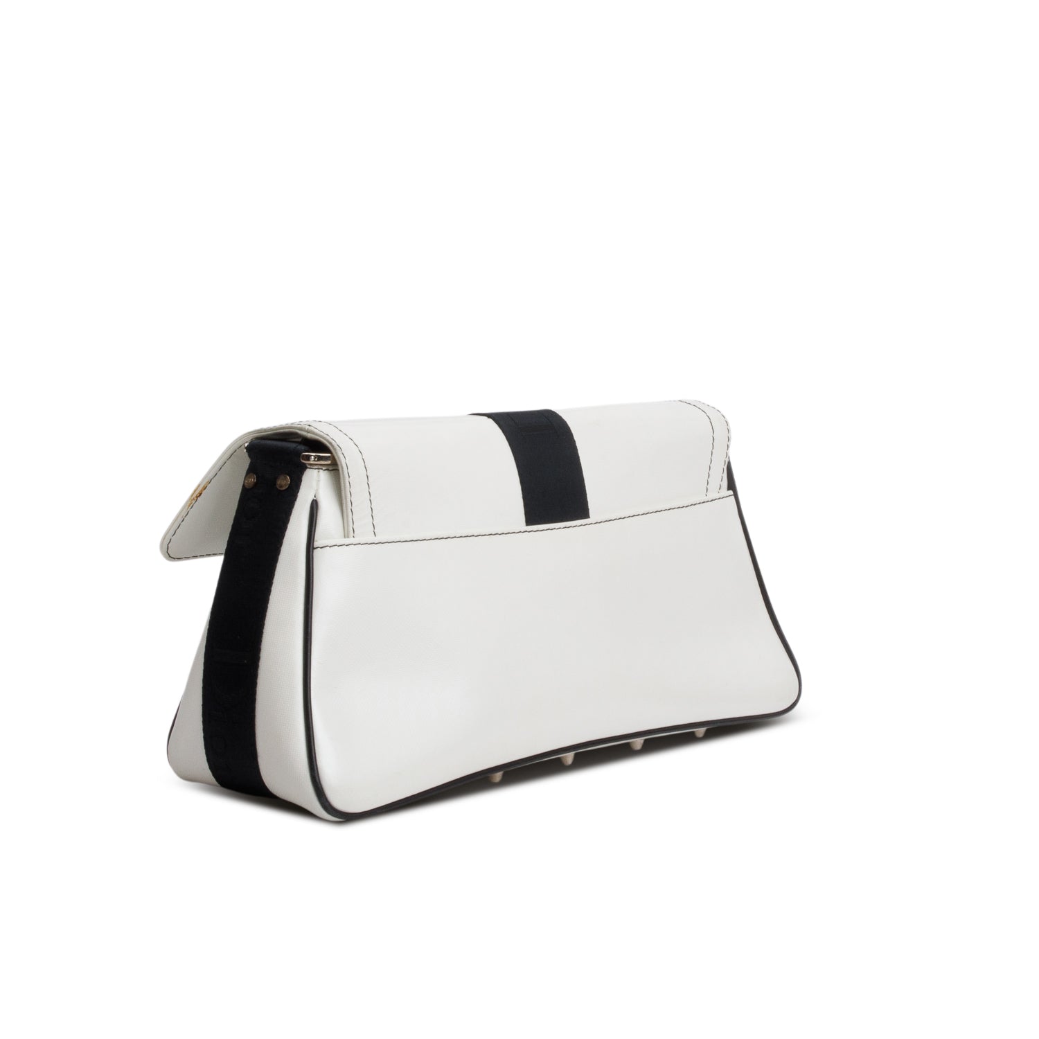 Christian Dior White Leather Crystal Embellished Hardcore Shoulder Bag