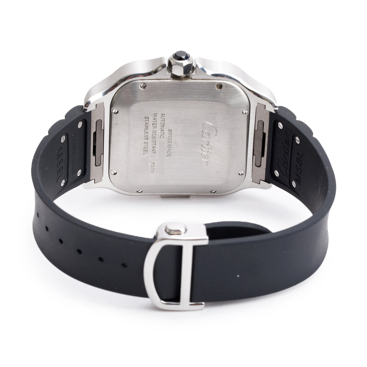 Cartier Stainless Steel & ADLC Santos de Cartier Automatic Chronograph Watch, Extra-Large Model 4183 w/ Box, Papers & Extra Strap