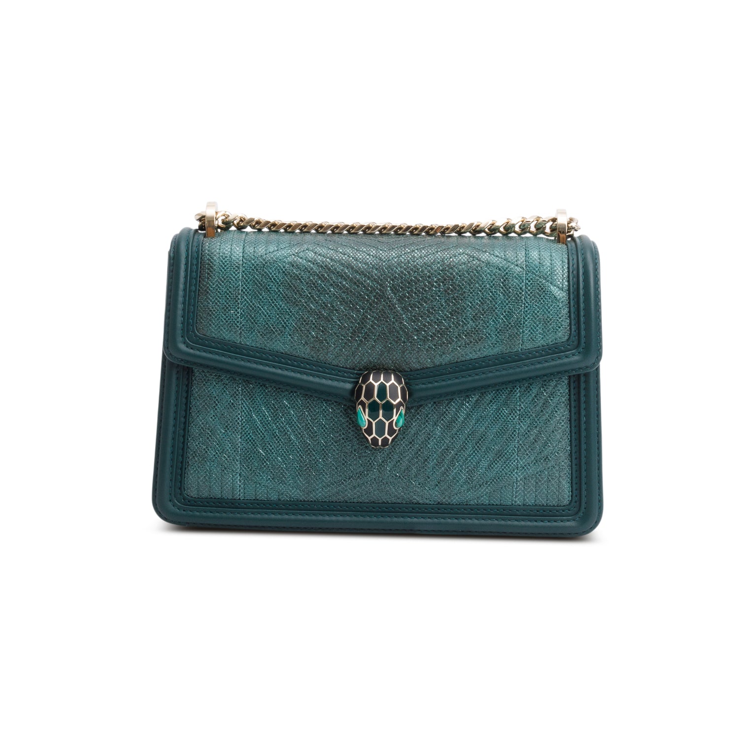 Bulgari Green Python Serpenti Forever Shoulder Bag w/ Authenticity Card