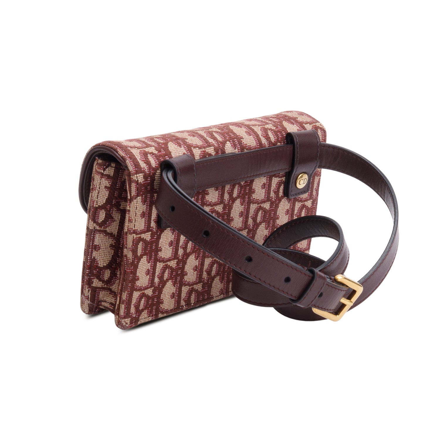 Christian Dior Red Oblique Saddle Belt Pouch w/ Box