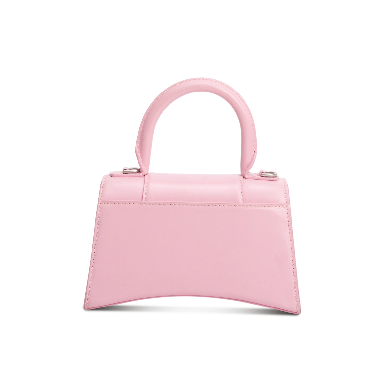 Balenciaga Pink Shiny Box Calfskin Leather XS Hourglass Top Handle Bag w/ Strap