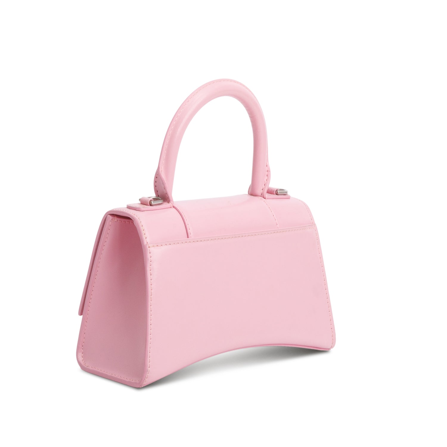 Balenciaga Pink Shiny Box Calfskin Leather XS Hourglass Top Handle Bag w/ Strap