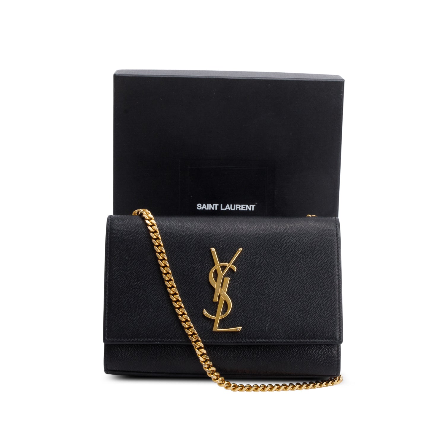 Saint Laurent 2020 Black Grain De Poudre Small Monogram Kate Satchel w/ Box