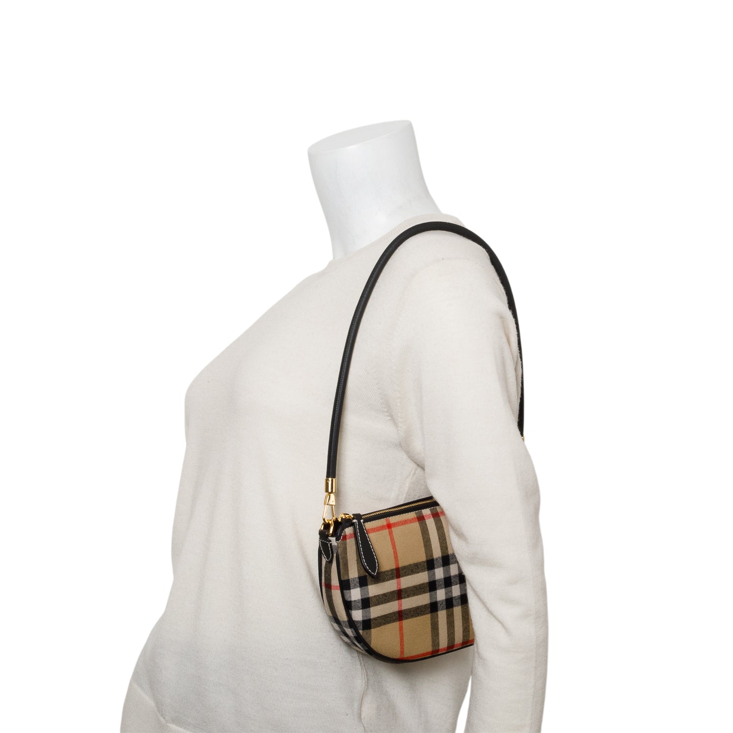 Burberry Beige Vintage Check Canvas Olympia Slim Pouch