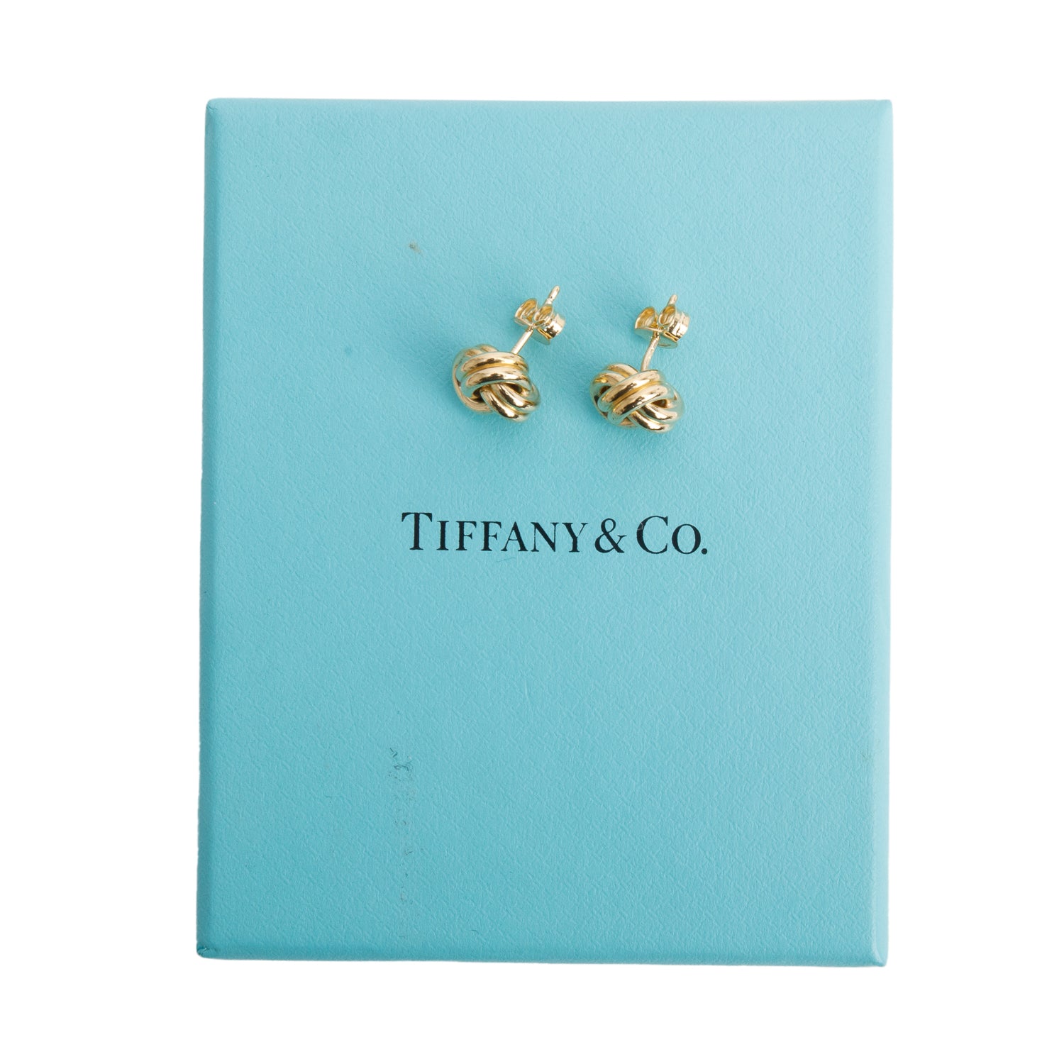 Tiffany & Co. Vintage 18k Yellow Gold Knot Stud Earrings w/ Box
