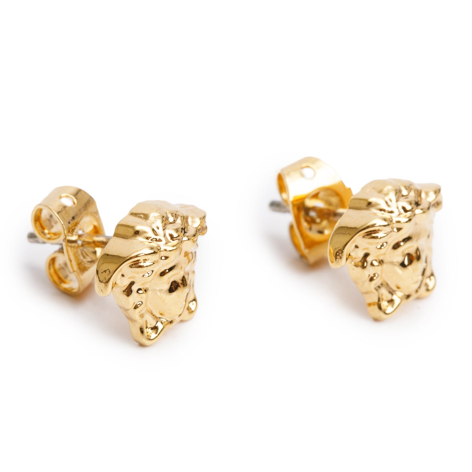 Versace Gold-Plated Medusa Stud Earrings w/ Box
