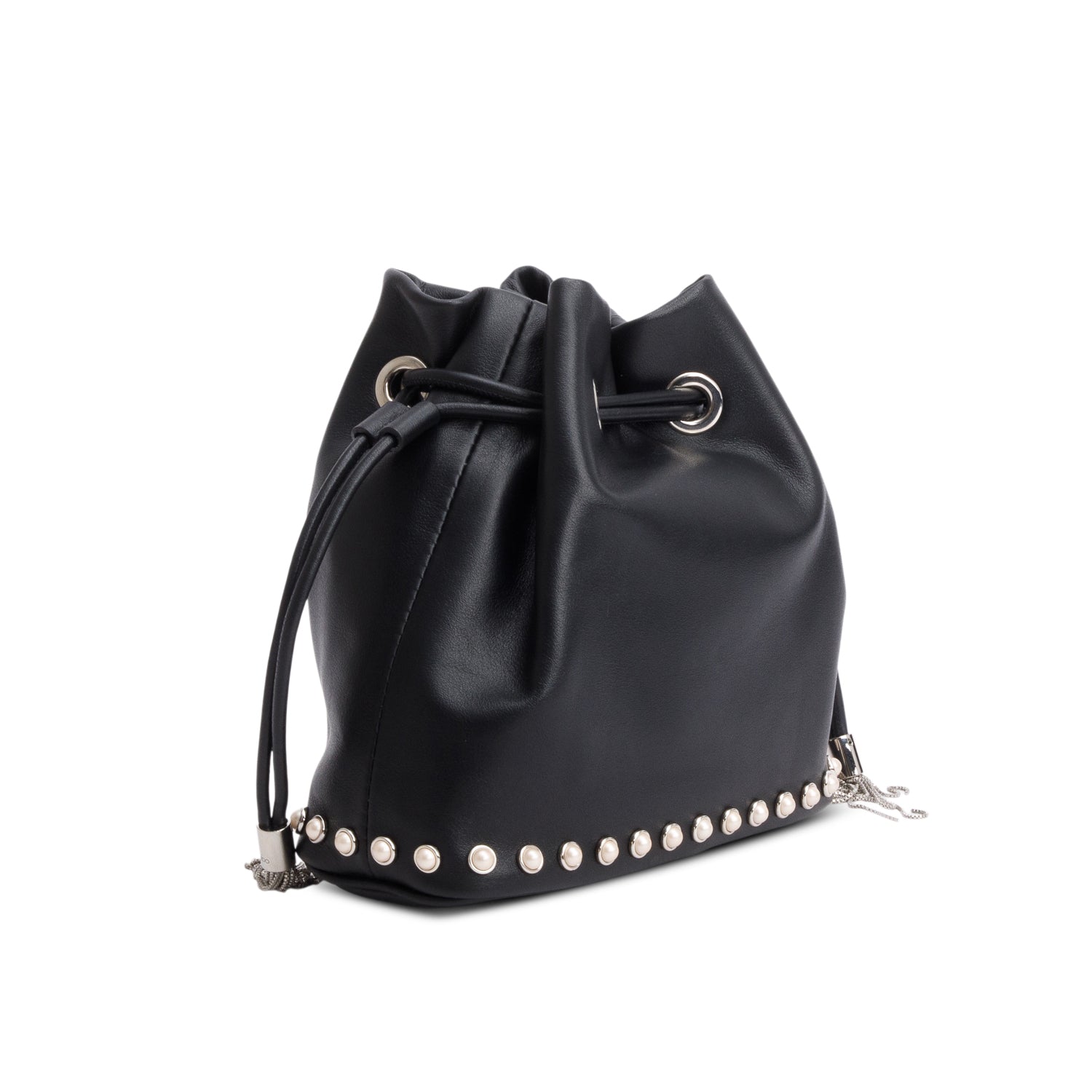 Jimmy Choo Black Smooth Leather Marcheline Bucket Bag