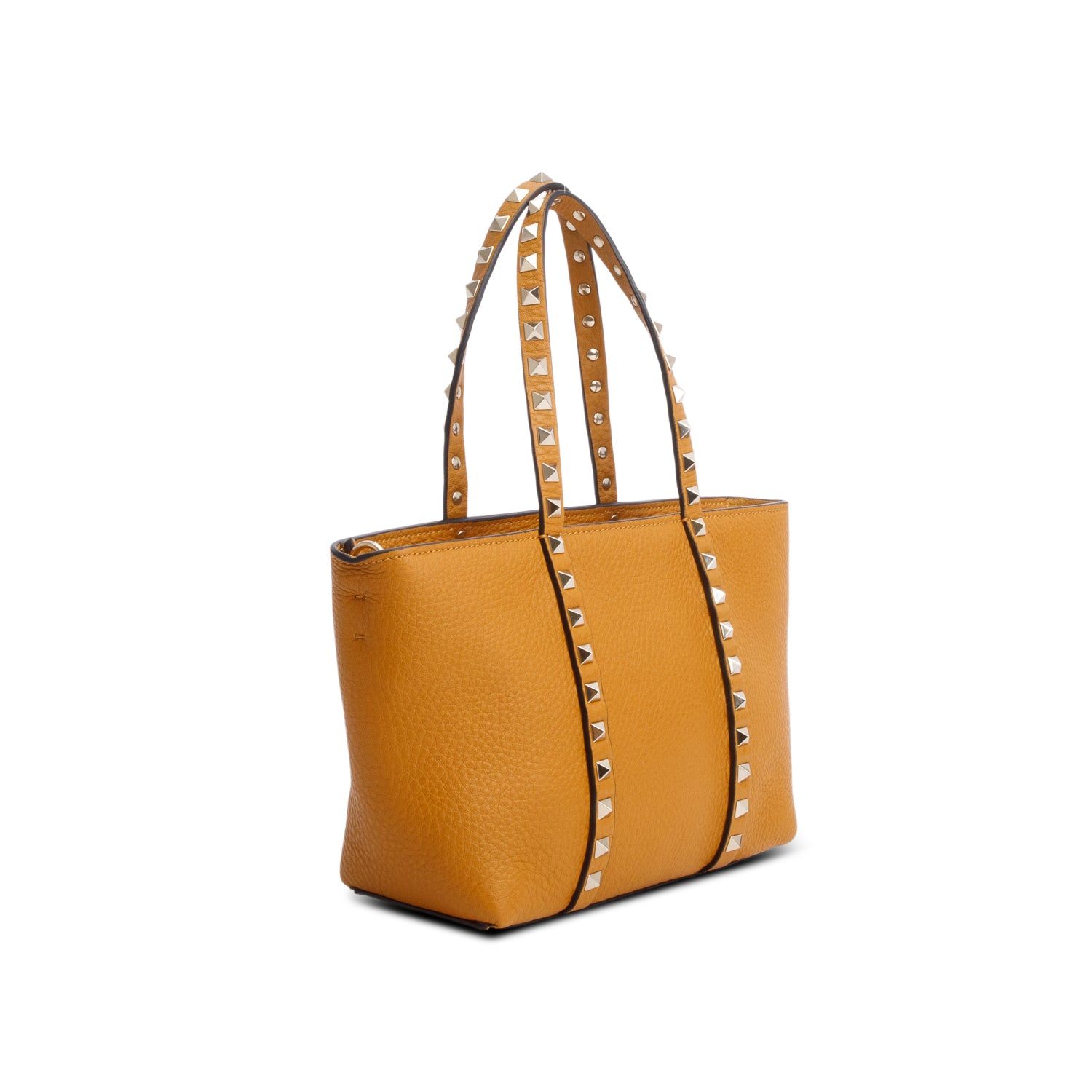 Valentino Yellow Grainy Calfskin Rockstud Mini Tote Bag w/ Strap