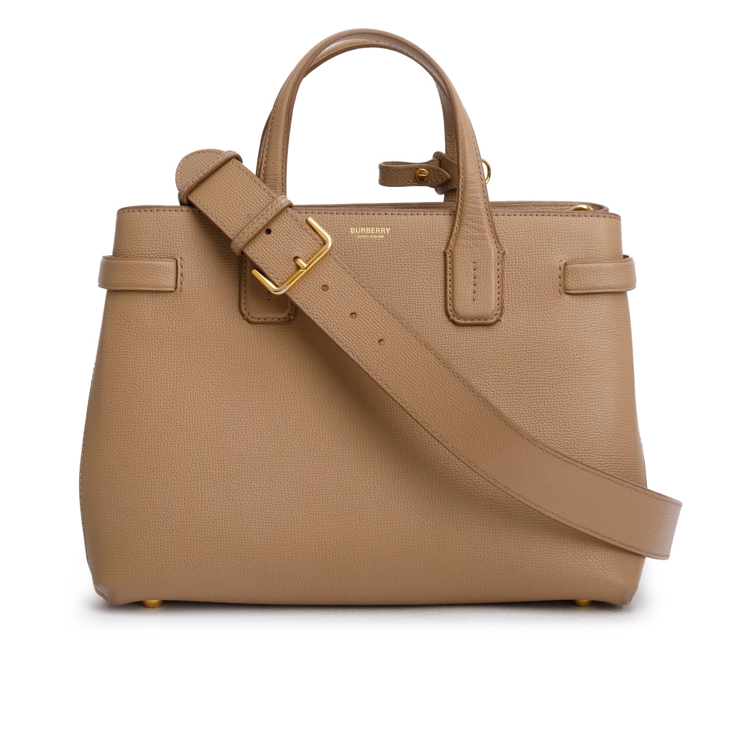 Burberry Brown Derby Calfskin Medium Banner Tote w/ Strap