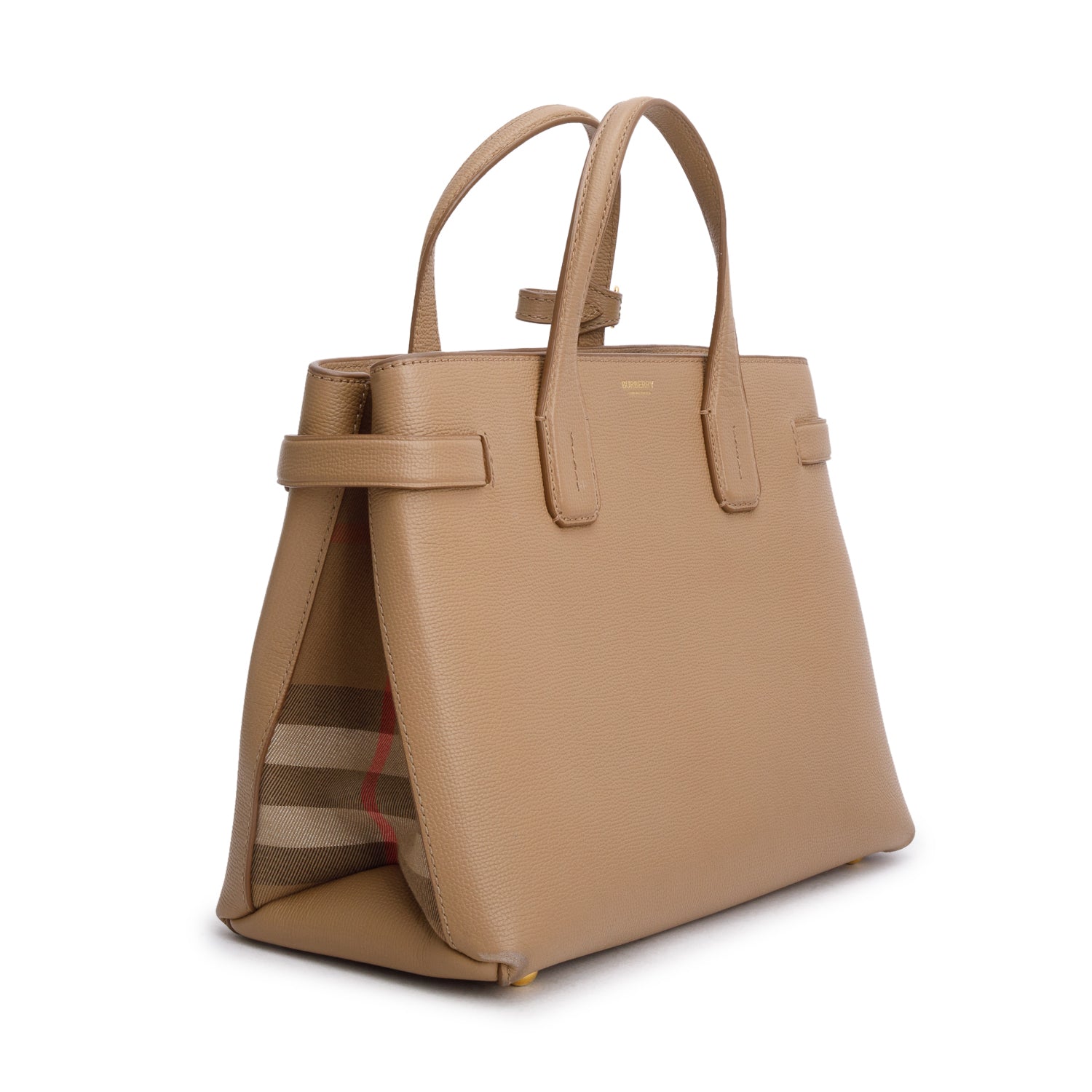 Burberry Brown Derby Calfskin Medium Banner Tote w/ Strap