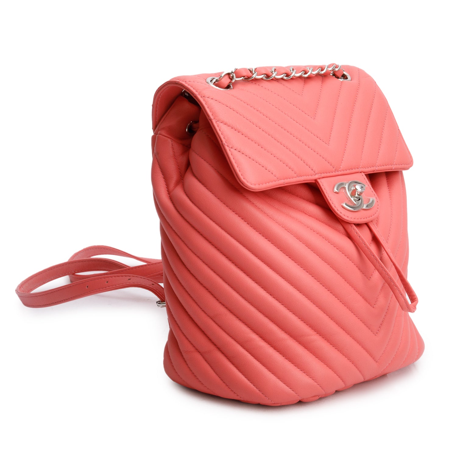 Chanel Pink Lambskin Chevron Quilted Small Urban Spirit Backpack