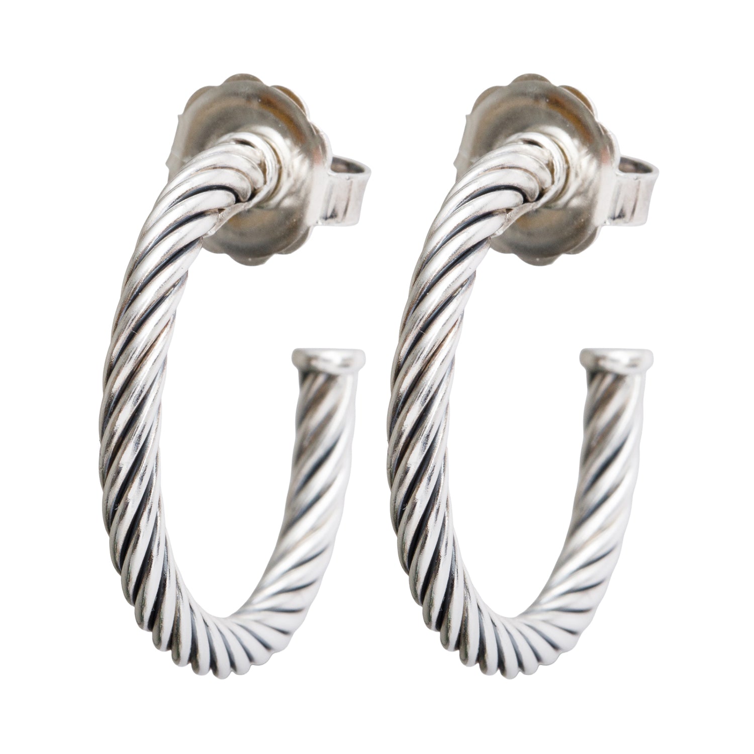 David Yurman Sterling Silver 1" Cable Hoop Earrings