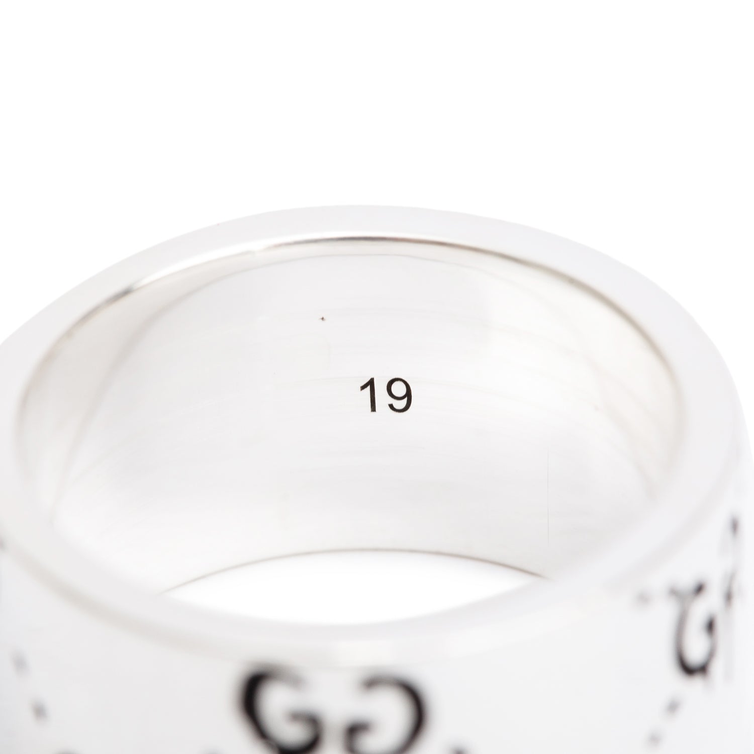 Gucci Sterling Silver Wide 11.5 MM Ghost Ring, Size 8.5