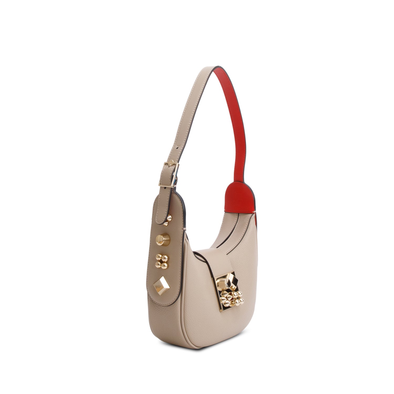 Christian Louboutin Beige Grainy Calfskin Carasky Mini Shoulder Bag