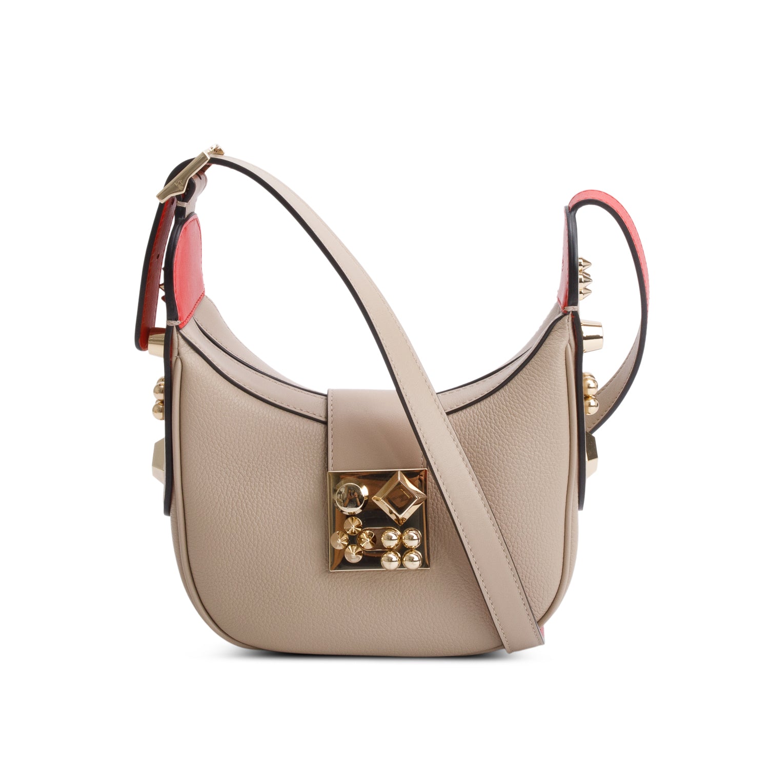 Christian Louboutin Beige Grainy Calfskin Carasky Mini Shoulder Bag